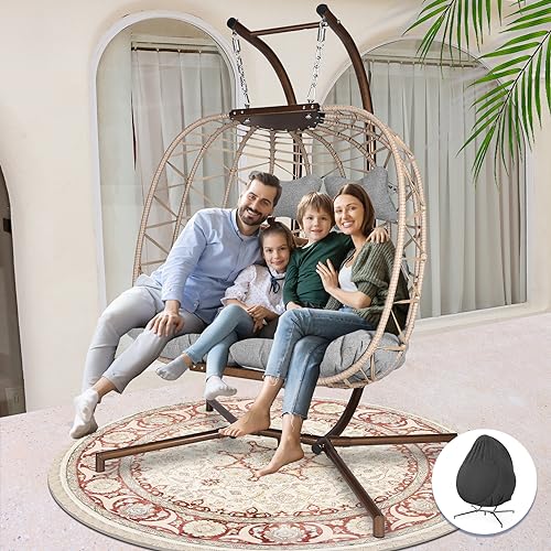 NICESOUL Wicker Rattan Hanging Swing Egg Chair with Stand - John Pierce Auto Care