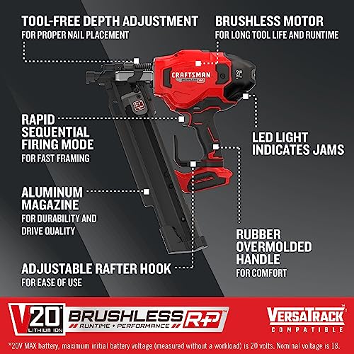 CRAFTSMAN Brushless Cordless Framing CMCN621PLB - John Pierce Auto Care