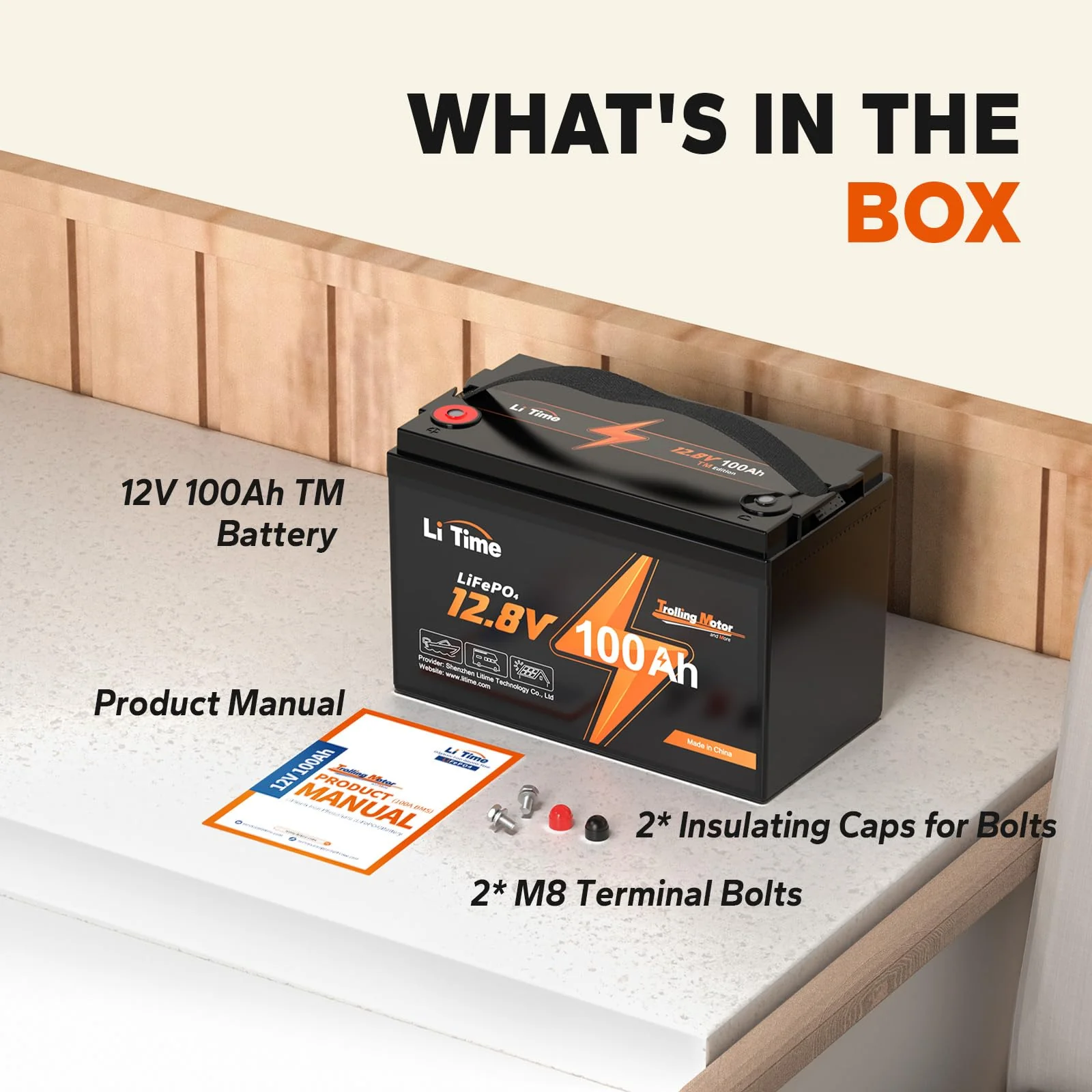 LiTime 12V 100Ah TM LiFePO4 Lithium Trolling Motor Battery - John Pierce Auto Care
