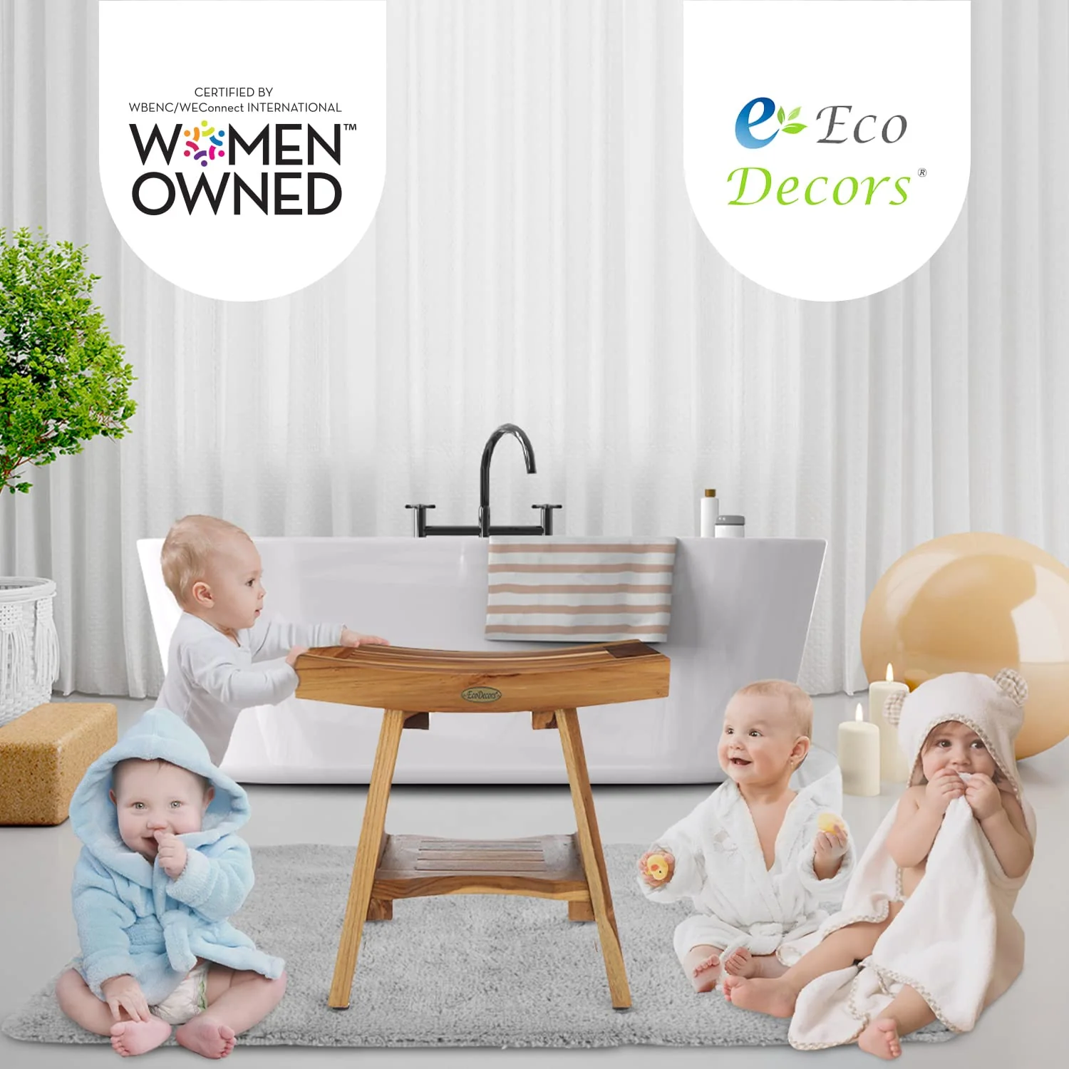 EcoDecors 18-inch Teak Shower Bench - John Pierce Auto Care