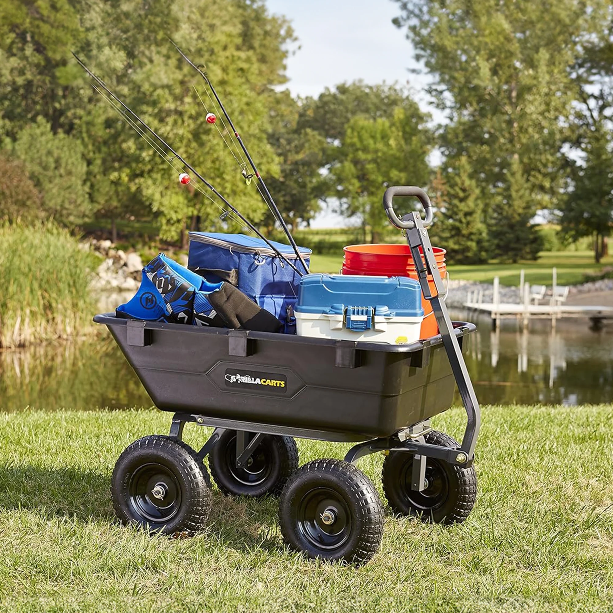 Gorilla Carts 6 Cu Ft Heavy Duty Poly Dump Cart, w/ Steel Frame, Black - John Pierce Auto Care