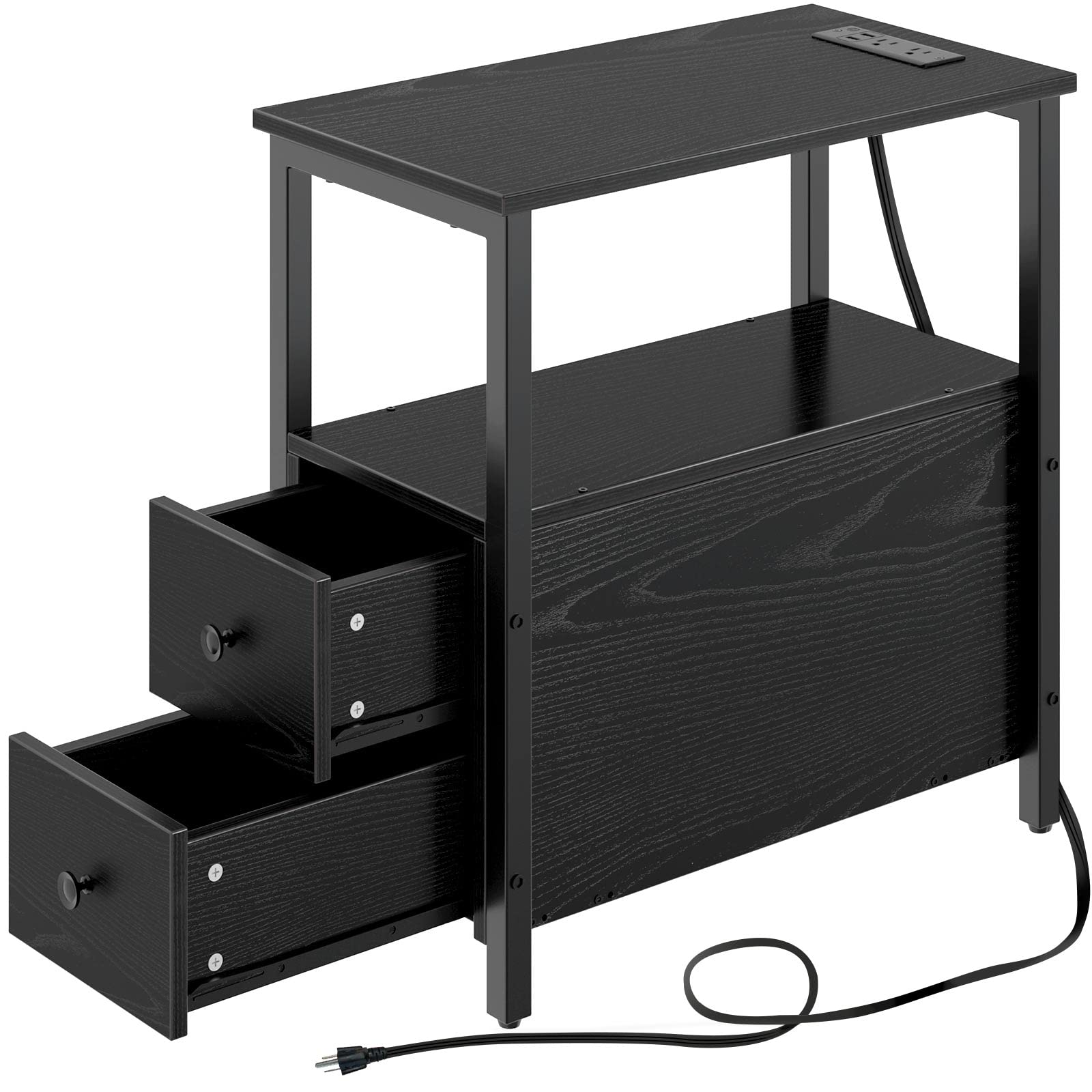 Rolanstar Narrow Charging End Table with 2 Wood Drawers - John Pierce Auto Care