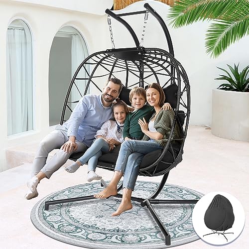NICESOUL Wicker Rattan Hanging Swing Egg Chair with Stand - John Pierce Auto Care