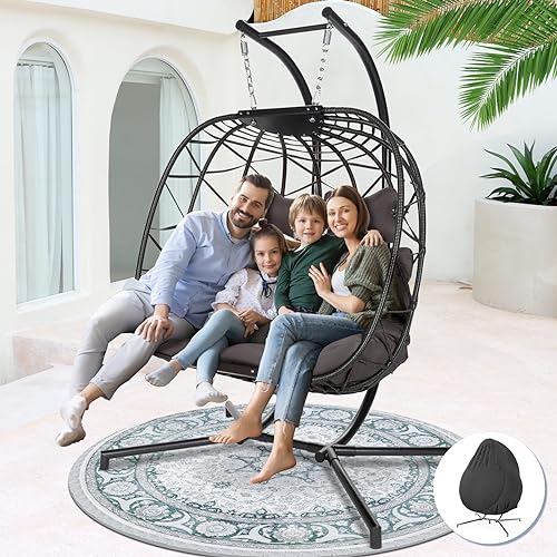 NICESOUL Wicker Rattan Hanging Swing Egg Chair with Stand - John Pierce Auto Care