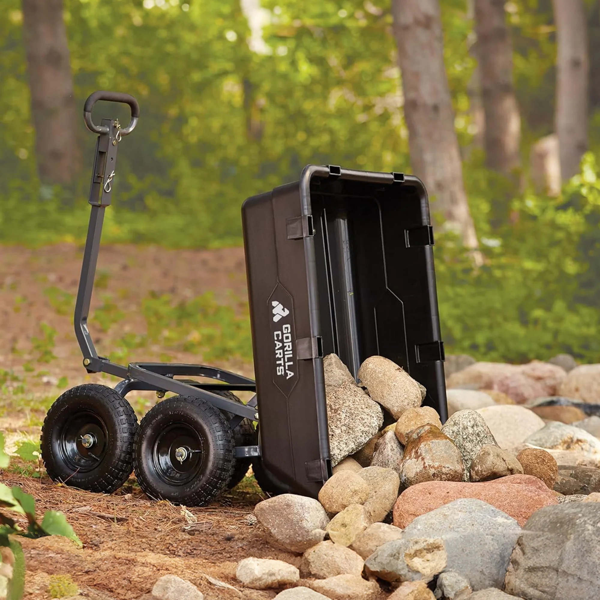 Gorilla Carts 6 Cu Ft Heavy Duty Poly Dump Cart, w/ Steel Frame, Black - John Pierce Auto Care