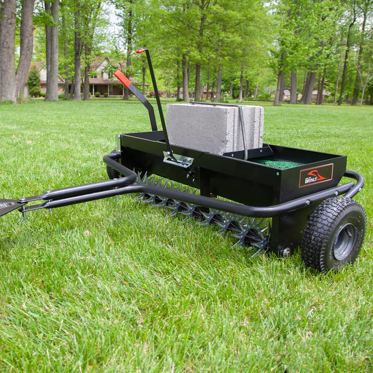 Brinly 40-Inch Combination Tow-Behind Aerator Spreader - John Pierce Auto Care