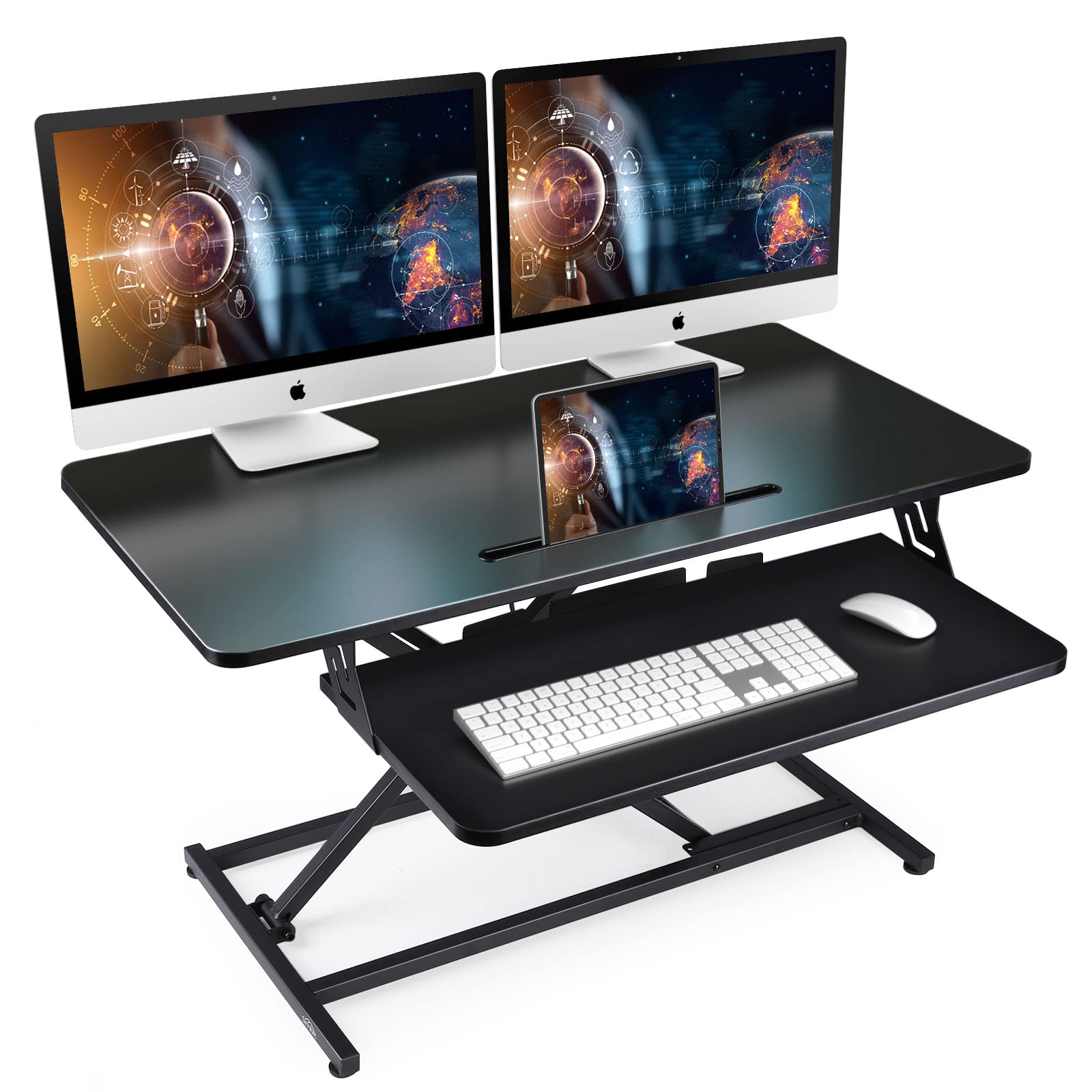 NEEDUX 36-Inch Standing Desk Converter with Keyboard Tray - John Pierce Auto Care