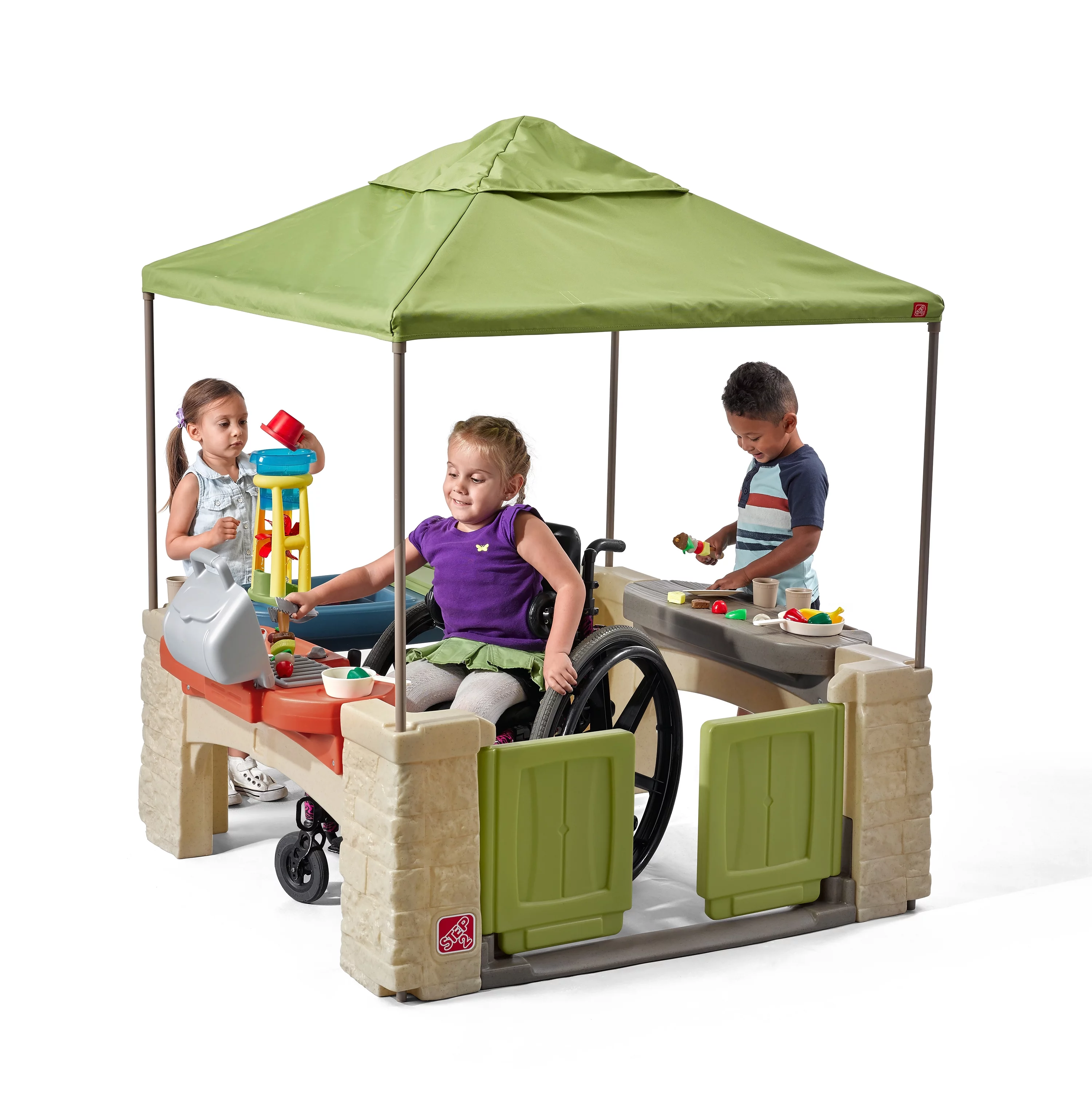 Step2 All-Around Playtime Patio with Canopy with 16 Play Accessories Playhouse Kids Outdoor Toys - John Pierce Auto Care