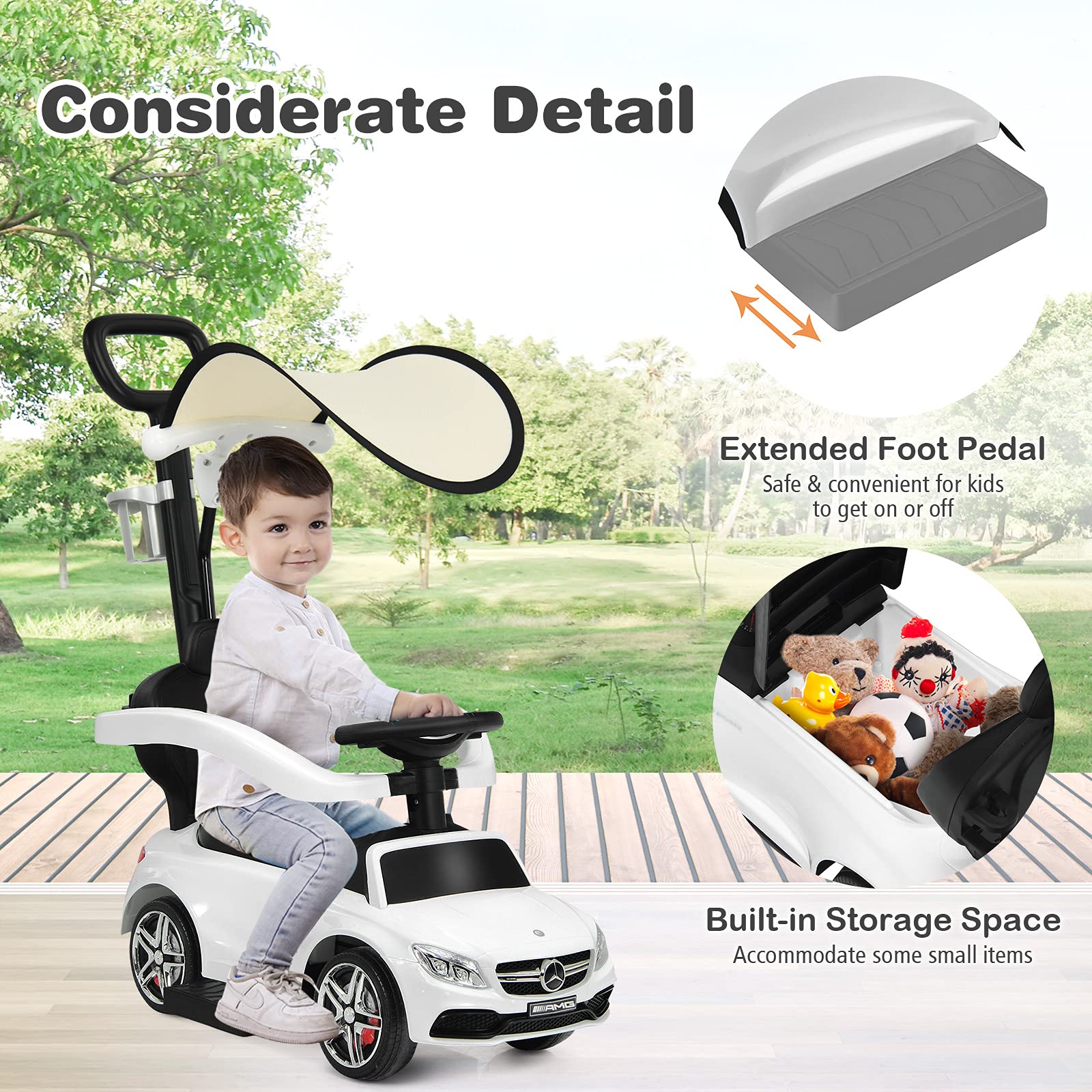 Costzon Mercedes Benz Toddler Stroller Push Car with Underneath Storage - John Pierce Auto Care