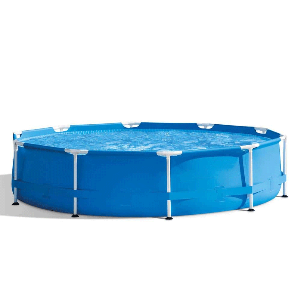 INTEX 10-Foot Round Metal Frame Pool Set with Pump and Filters - John Pierce Auto Care