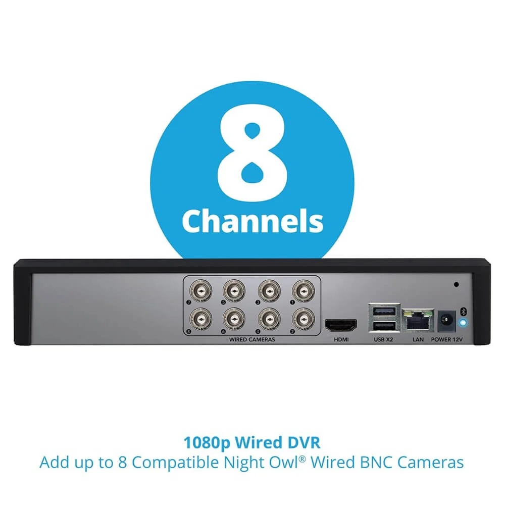 Night Owl BTD2818LSA BTD2 Series Bluetooth 8 Channel 1080p DVR & 8 x 1080p Light Cameras with Audio - John Pierce Auto Care