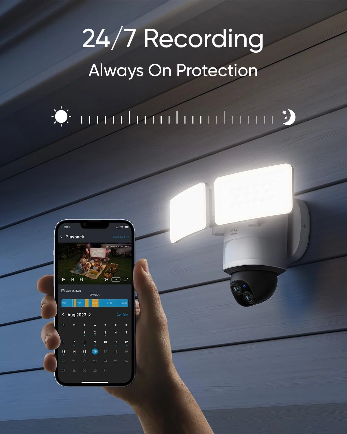 eufy Security Floodlight Camera E340, Wired Camera, 3K+2K Dual Camera, 360° Pan and Tilt, Dual-Band Wi-Fi, HomeBase 3 Compatible, Local Storage, No Monthly Fee - John Pierce Auto Care