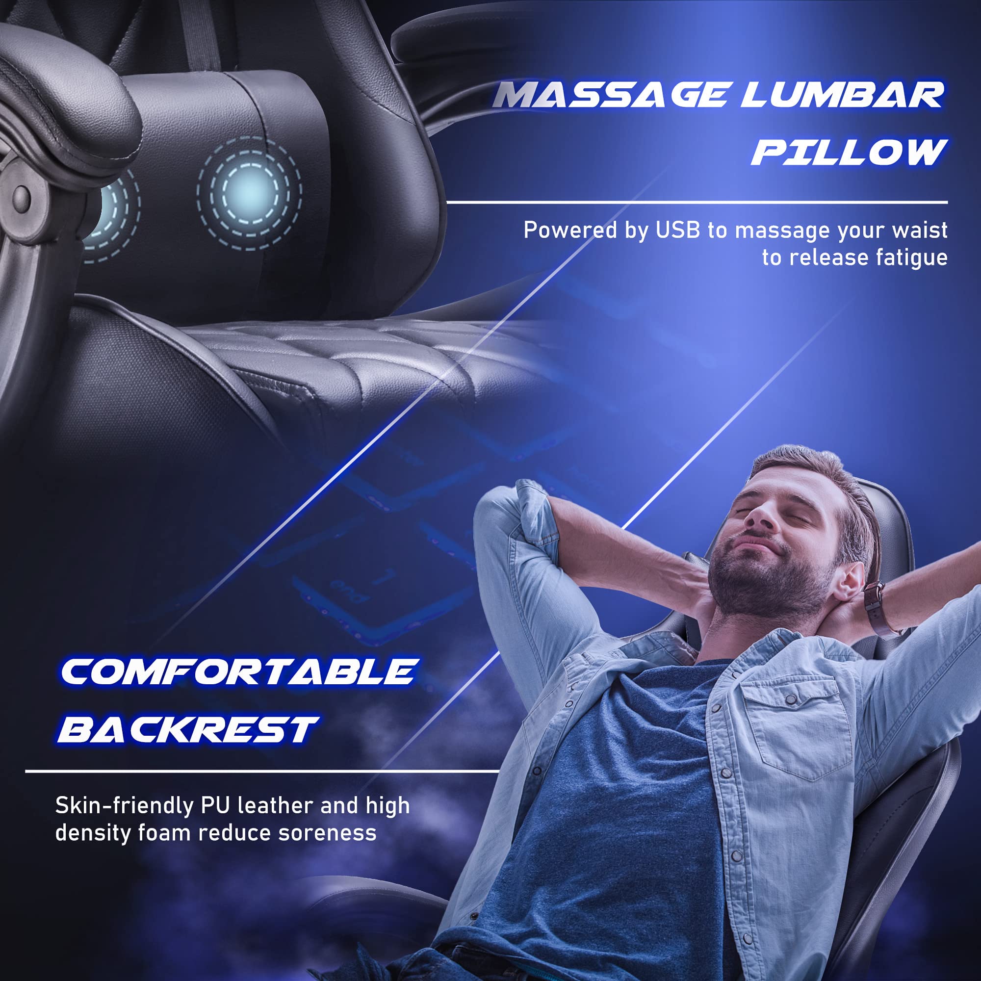 Homall Ergonomic High-Back Gaming Chair with Massage Lumbar Support - John Pierce Auto Care