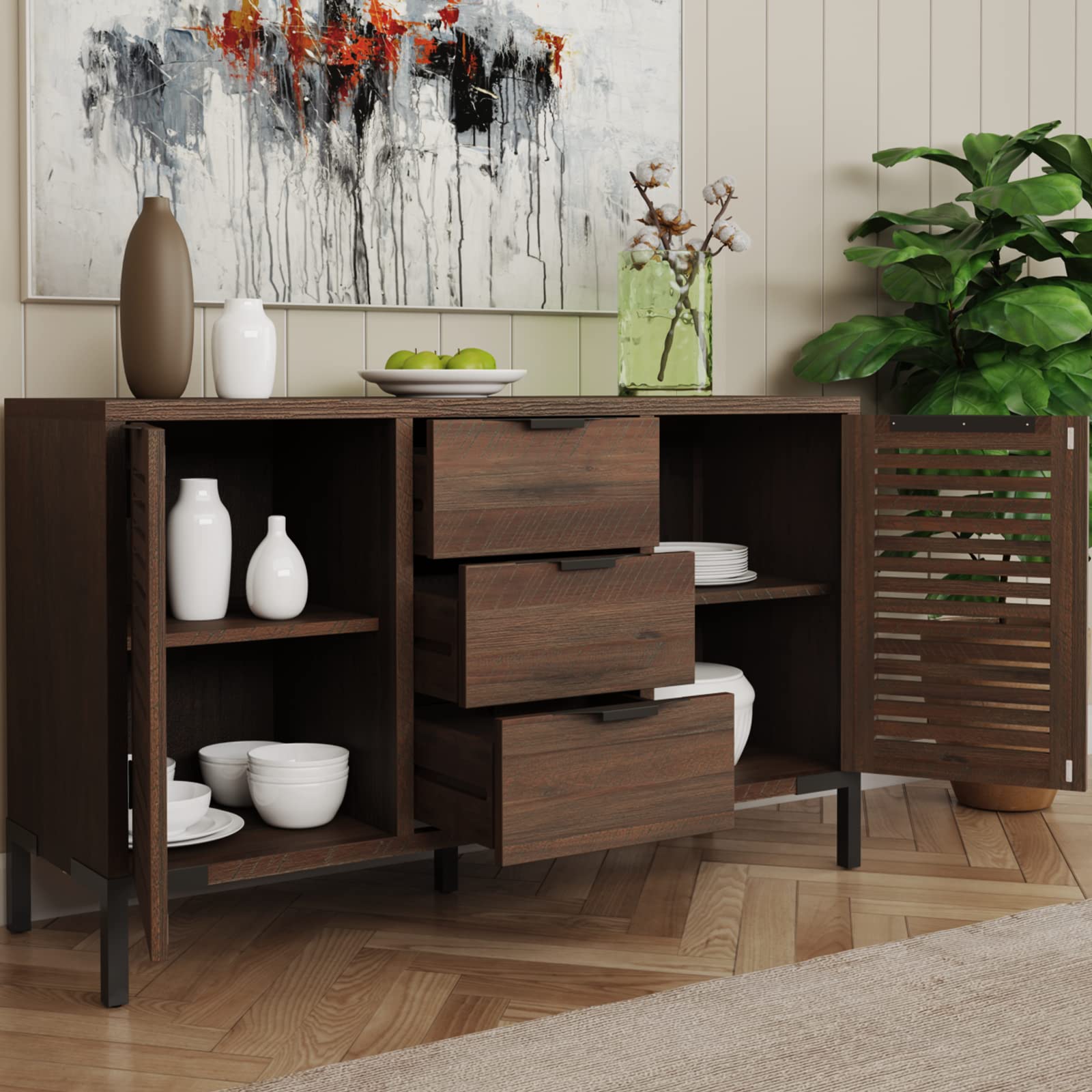 Bme Arcadia Premium Solid Wood Buffet Sideboard Cabinet - John Pierce Auto Care