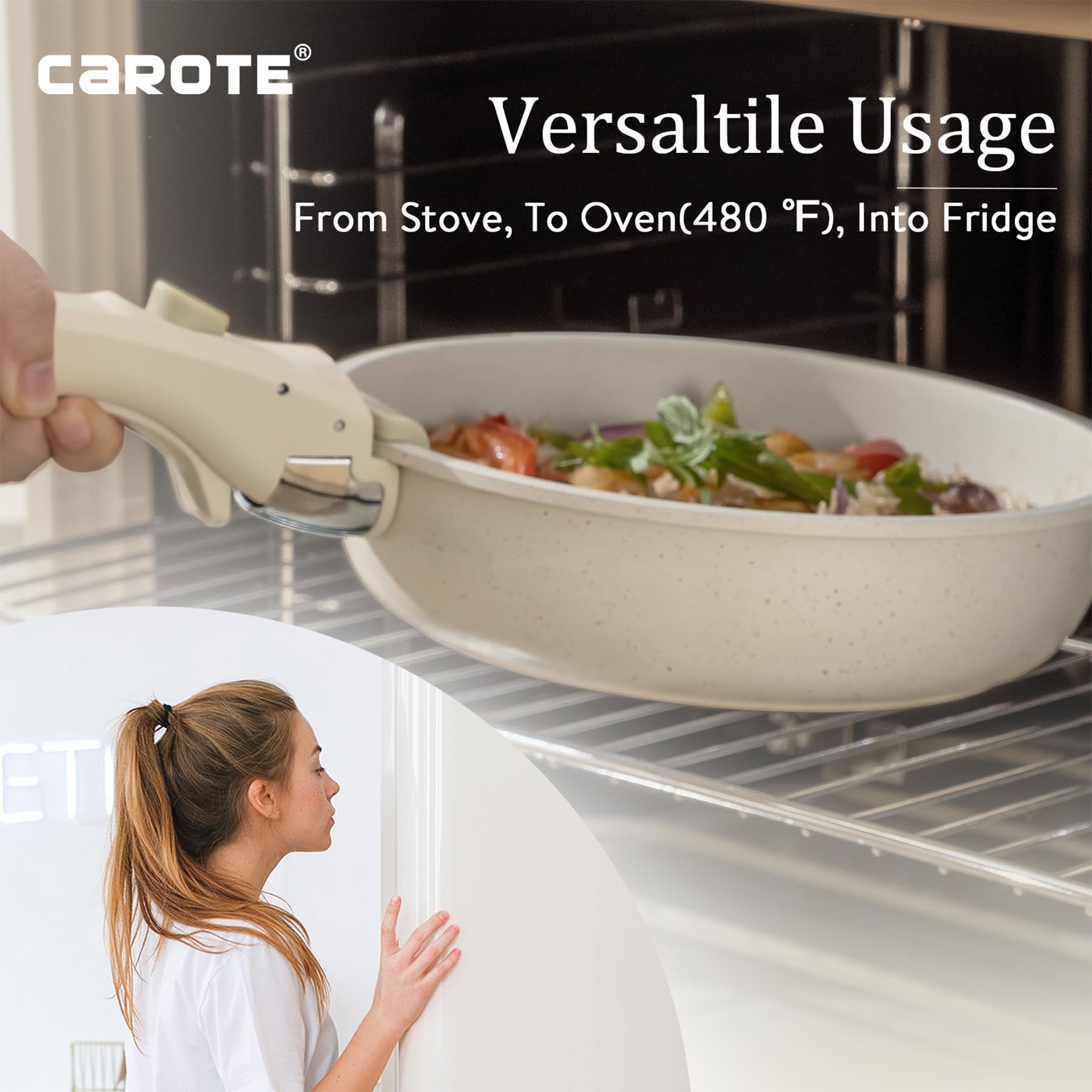CAROTE 11-Piece Nonstick Cookware Set with Detachable Handle - John Pierce Auto Care