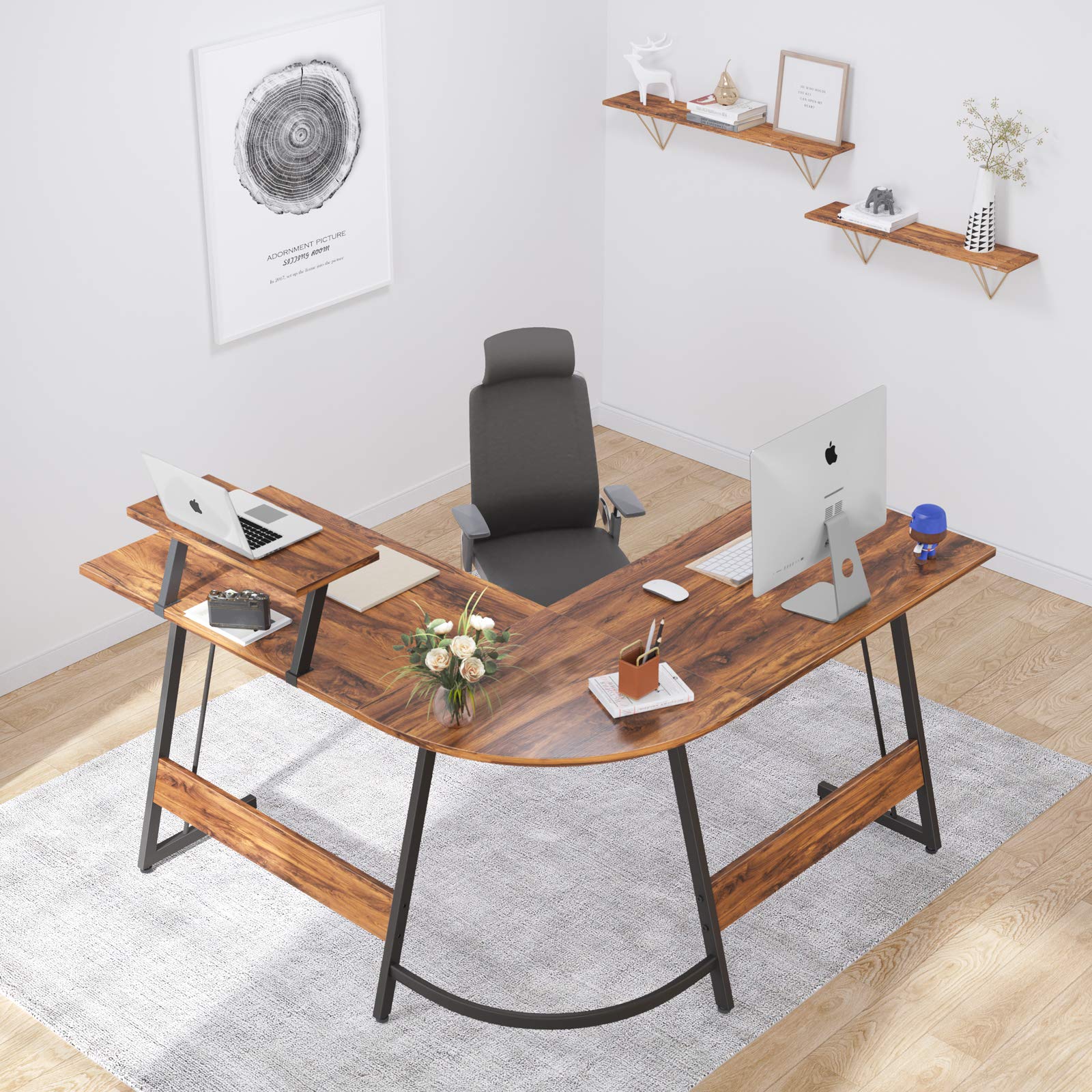CubiCubi L-Shaped Space-Saving Computer Corner Desk - John Pierce Auto Care