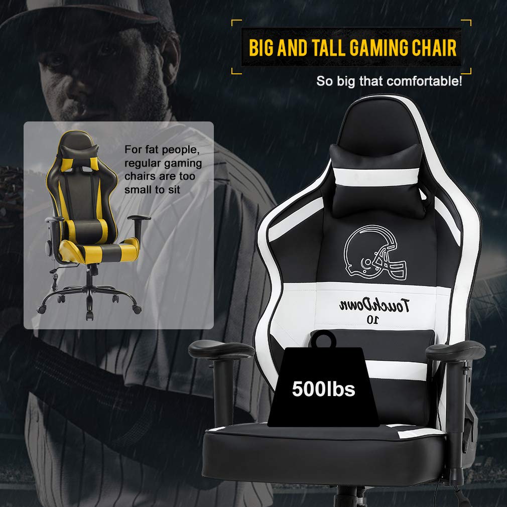 Big and Tall 500lbs Capacity Ergonomic Gaming Chair (Black) - John Pierce Auto Care