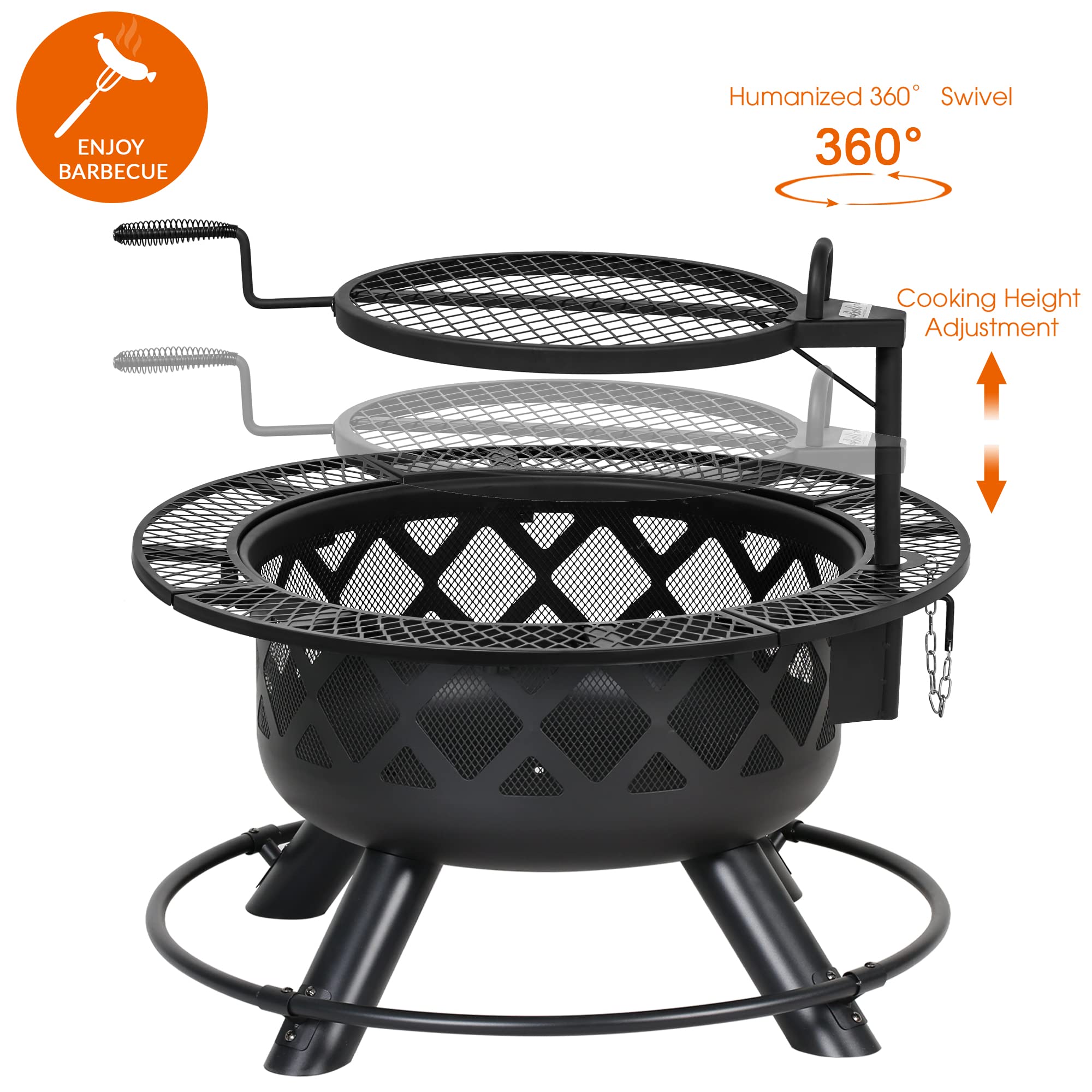 BALI OUTDOORS 32-Inch Wood Burning Fire Pit with Grill Grate - John Pierce Auto Care