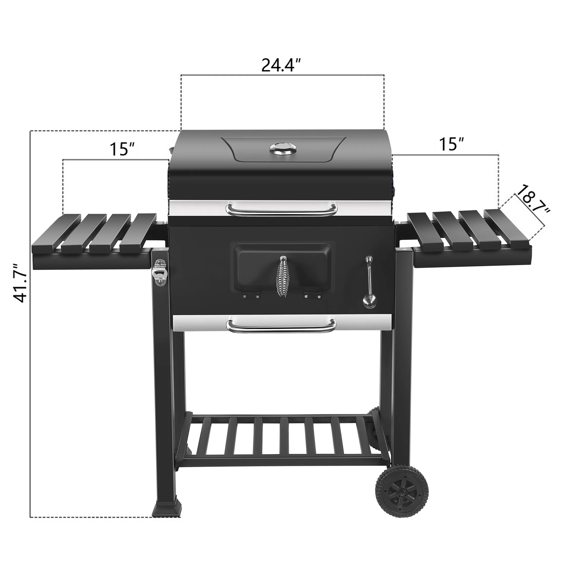 SUGIFT 24-inch Charcoal BBQ Grill with 2 Folding Side Shelves - John Pierce Auto Care