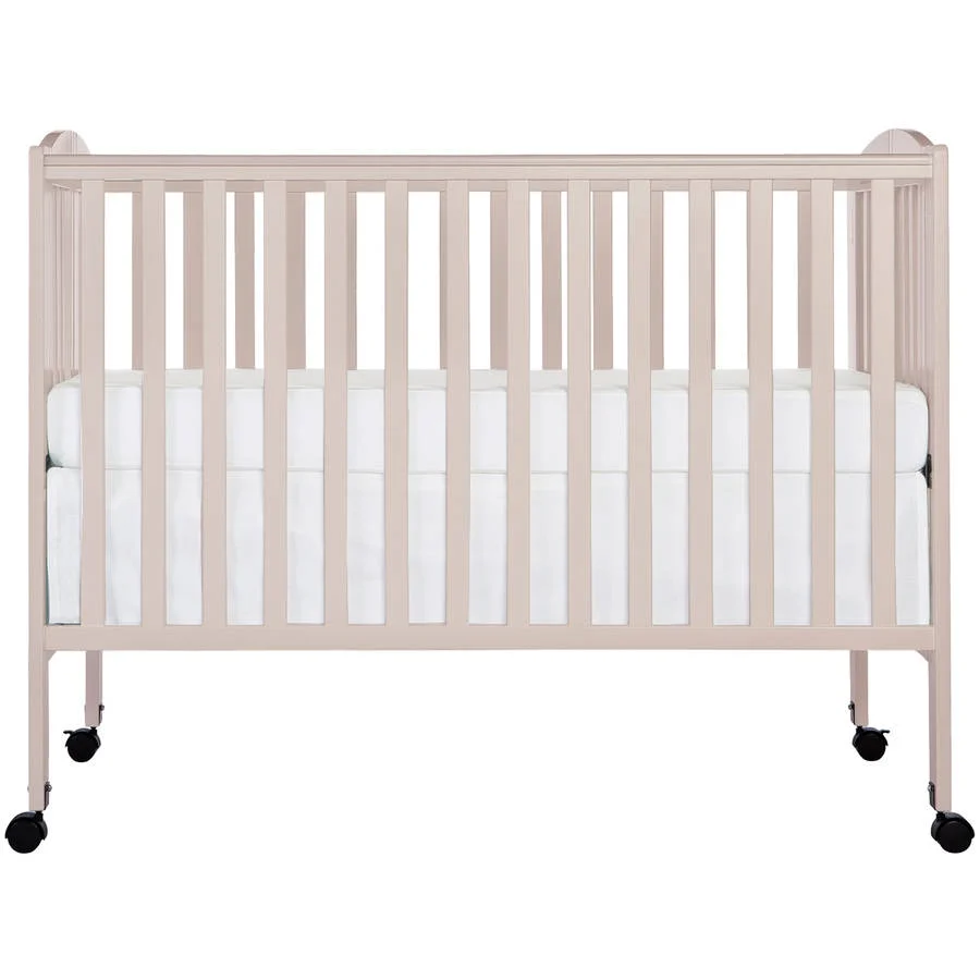 Dream On Me Full Size 2-in-1 Folding Stationary Side Crib, Locking Wheels, French White - John Pierce Auto Care