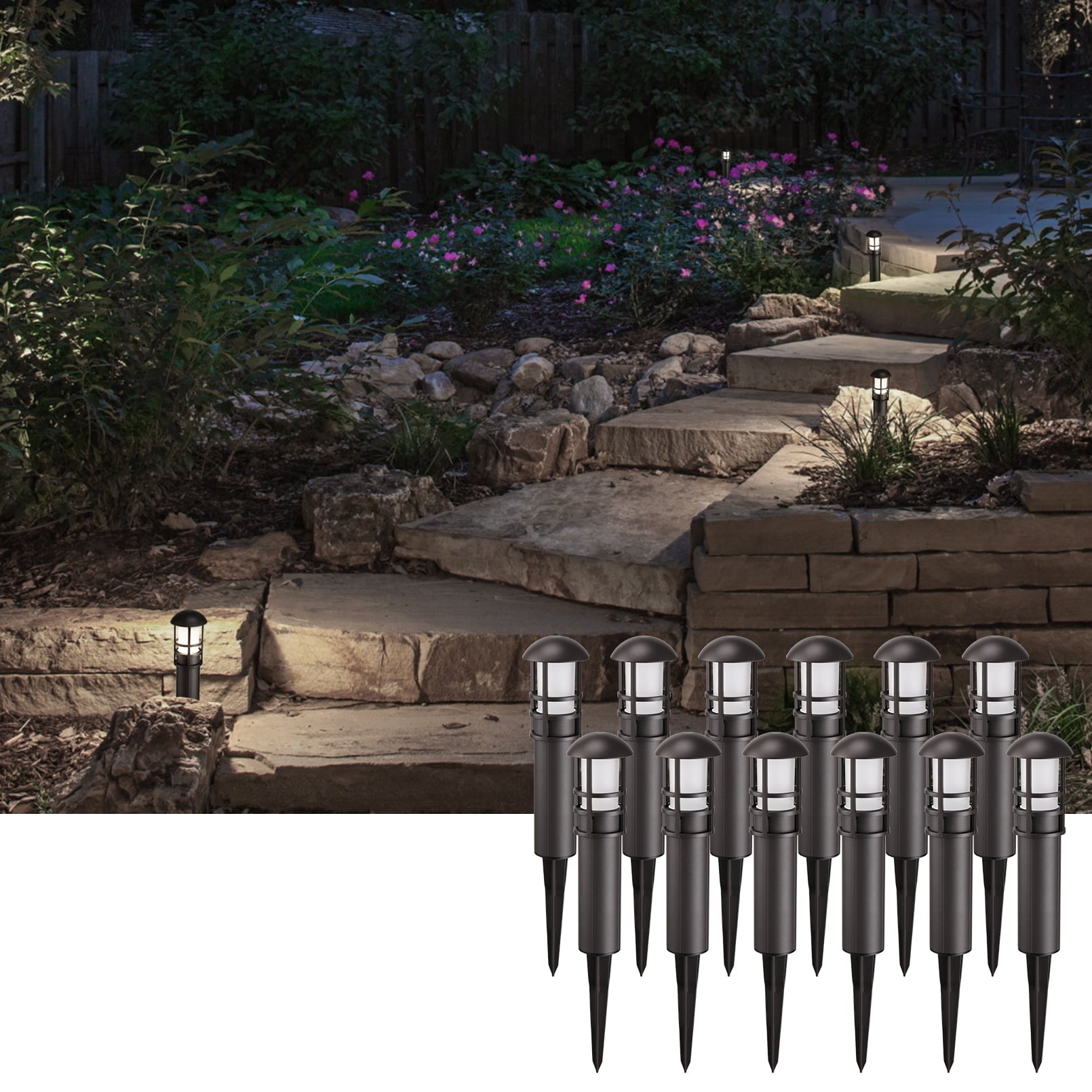 LEONLITE 12-Pack Low-Voltage Waterproof LED Landscape Lights - John Pierce Auto Care
