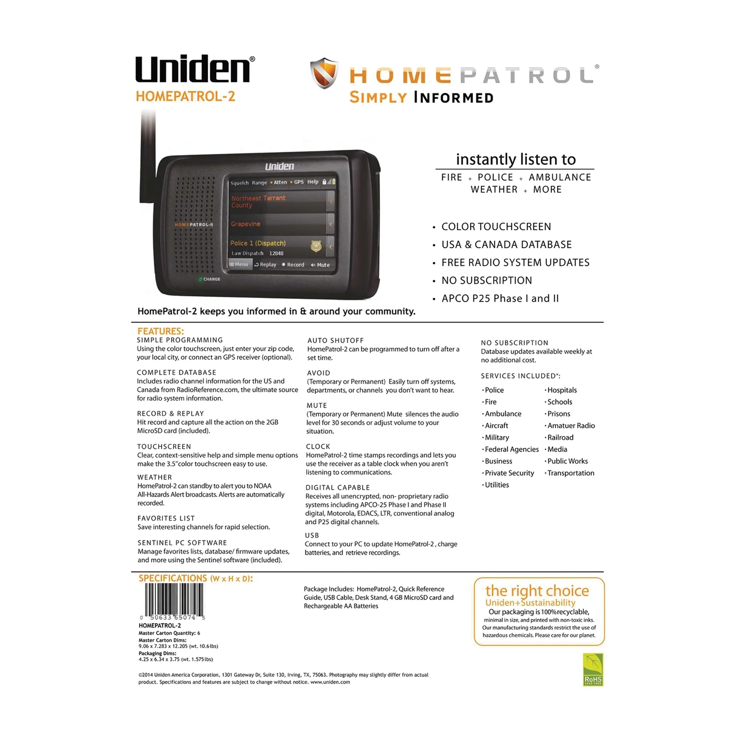 Uniden HomePatrol 2 Handheld Scanner, HomePatrol-2 - John Pierce Auto Care