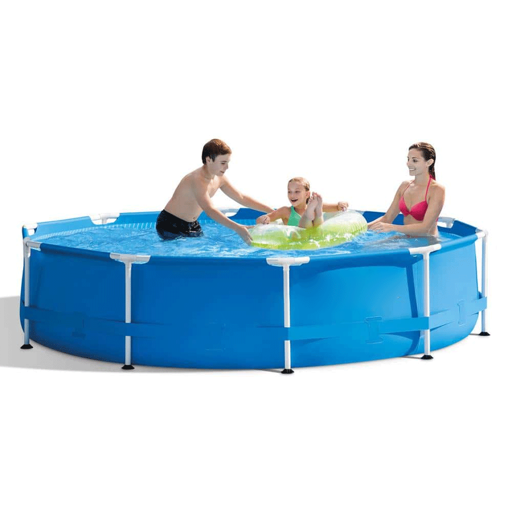 INTEX 10-Foot Round Metal Frame Pool Set with Pump and Filters - John Pierce Auto Care