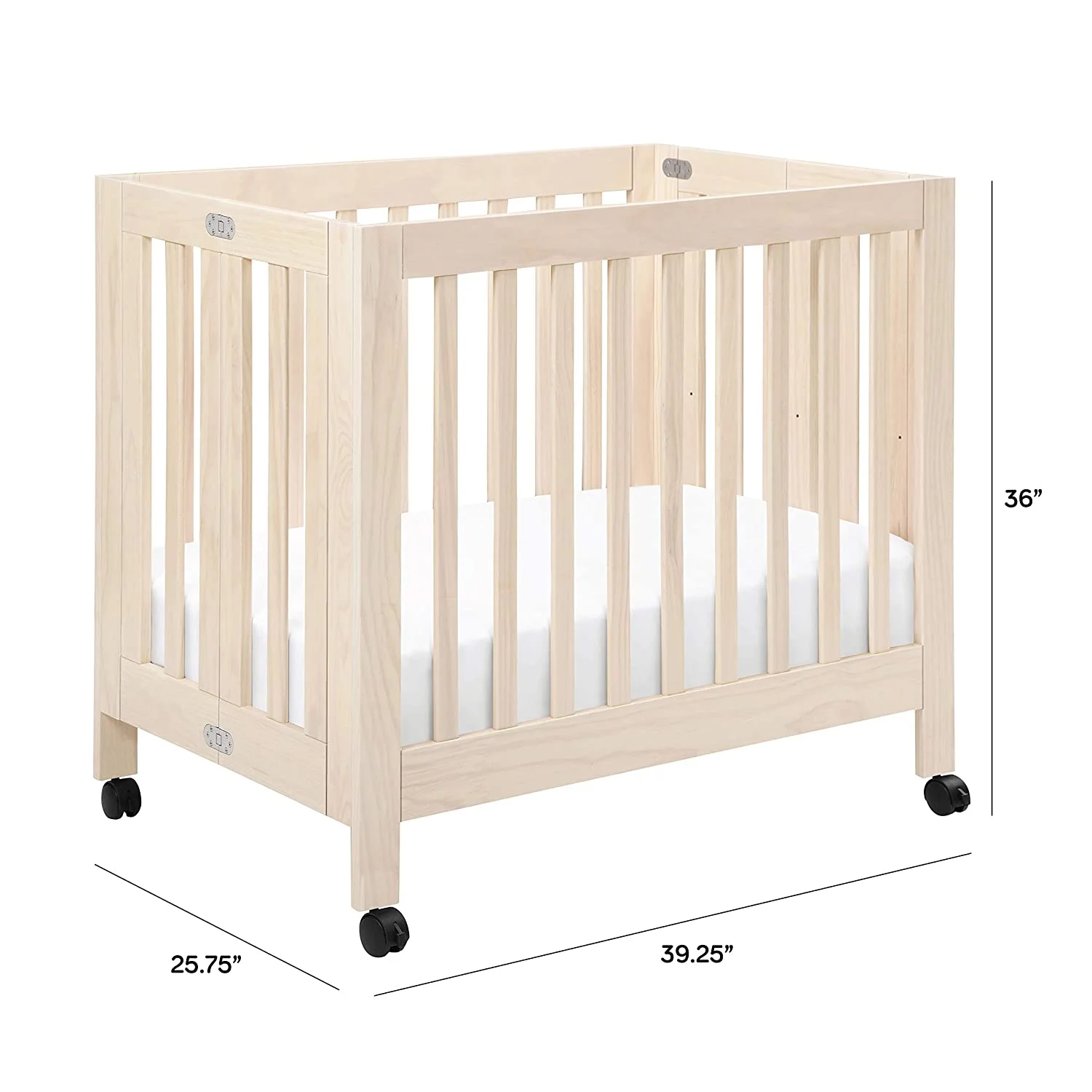 Babyletto Origami Mini Portable Crib Folding with Wheels in Honey, 2 Adjustable Mattress Positions, Greenguard Gold Certified - John Pierce Auto Care