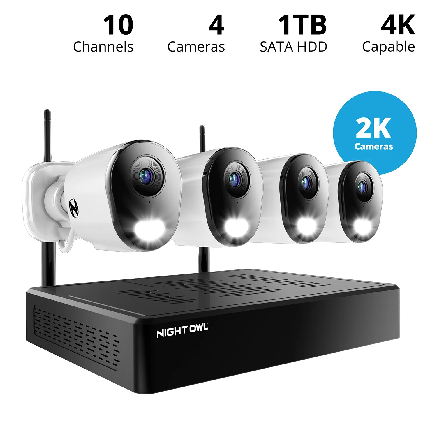 Night Owl 10 Channel 4K Wi-Fi NVR Security System with 1TB Hard Drive and 4 Wi-Fi IP 2K Deterrence Cameras with 2-Way Audio - John Pierce Auto Care