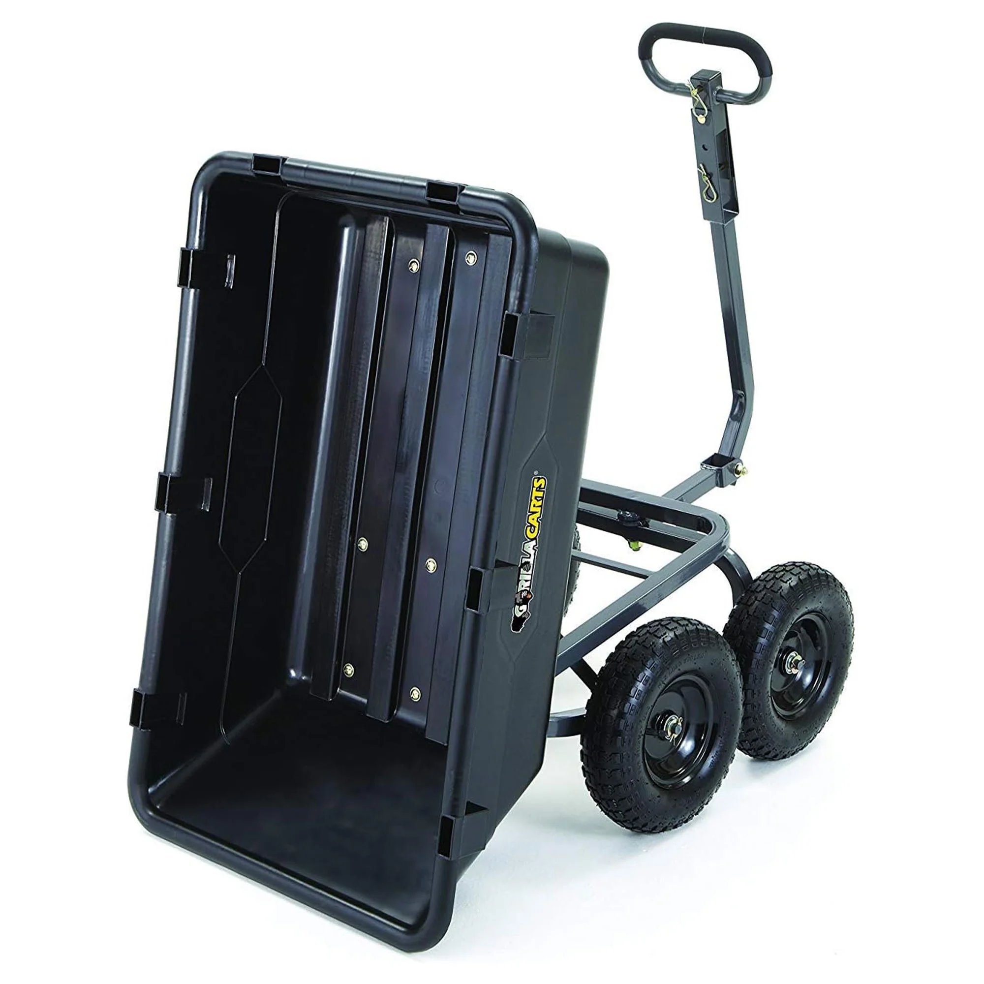 Gorilla Carts 6 Cu Ft Heavy Duty Poly Dump Cart, w/ Steel Frame, Black - John Pierce Auto Care
