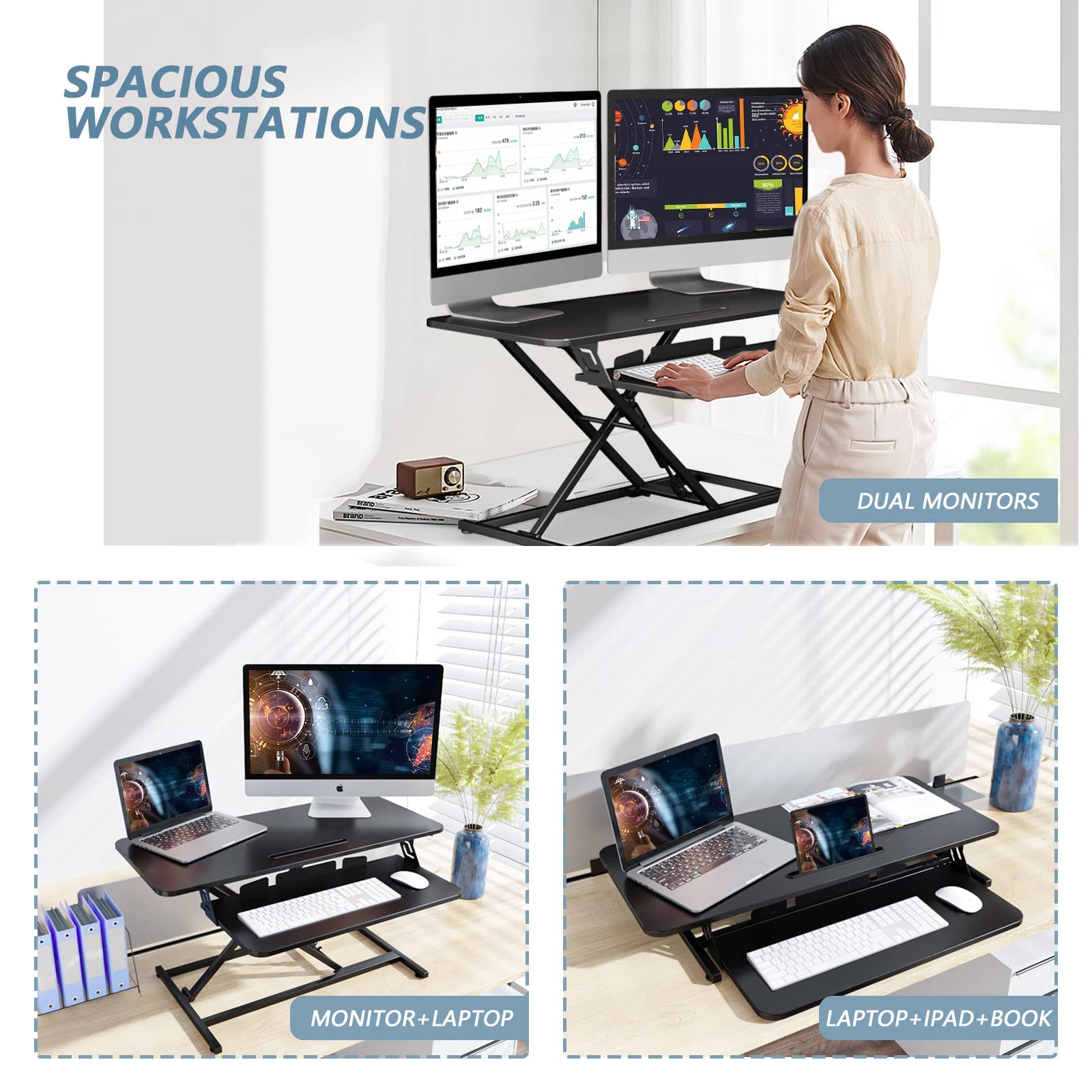 NEEDUX 36-Inch Standing Desk Converter with Keyboard Tray - John Pierce Auto Care