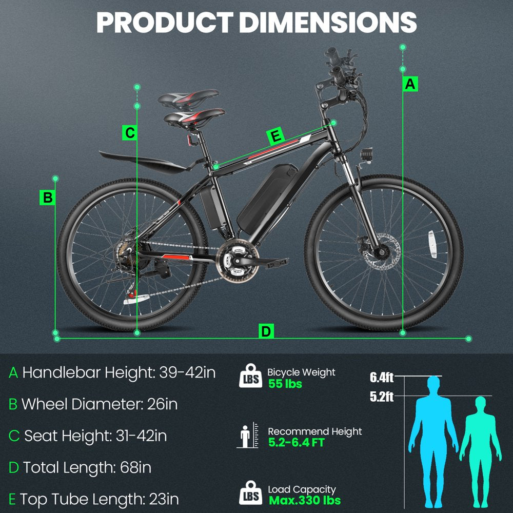 500W Electric Bike 26-Inch Adult E-Bike with Cruise Control - John Pierce Auto Care