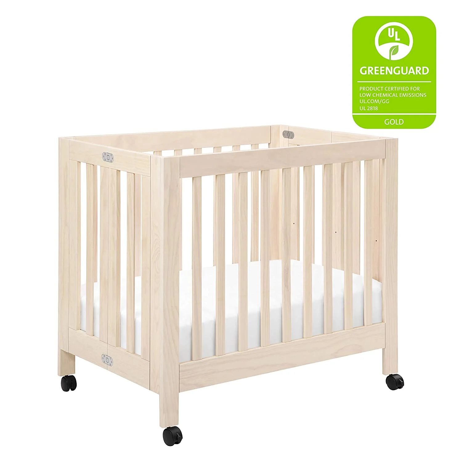 Babyletto Origami Mini Portable Crib Folding with Wheels in Honey, 2 Adjustable Mattress Positions, Greenguard Gold Certified - John Pierce Auto Care
