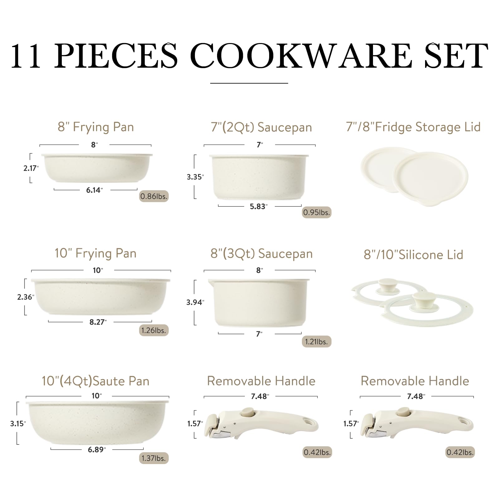 CAROTE 11-Piece Nonstick Cookware Set with Detachable Handle - John Pierce Auto Care