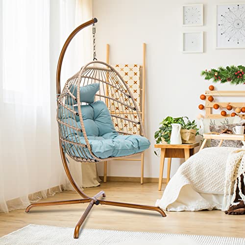 NICESOUL Wicker Rattan Hanging Swing Egg Chair with Stand - John Pierce Auto Care