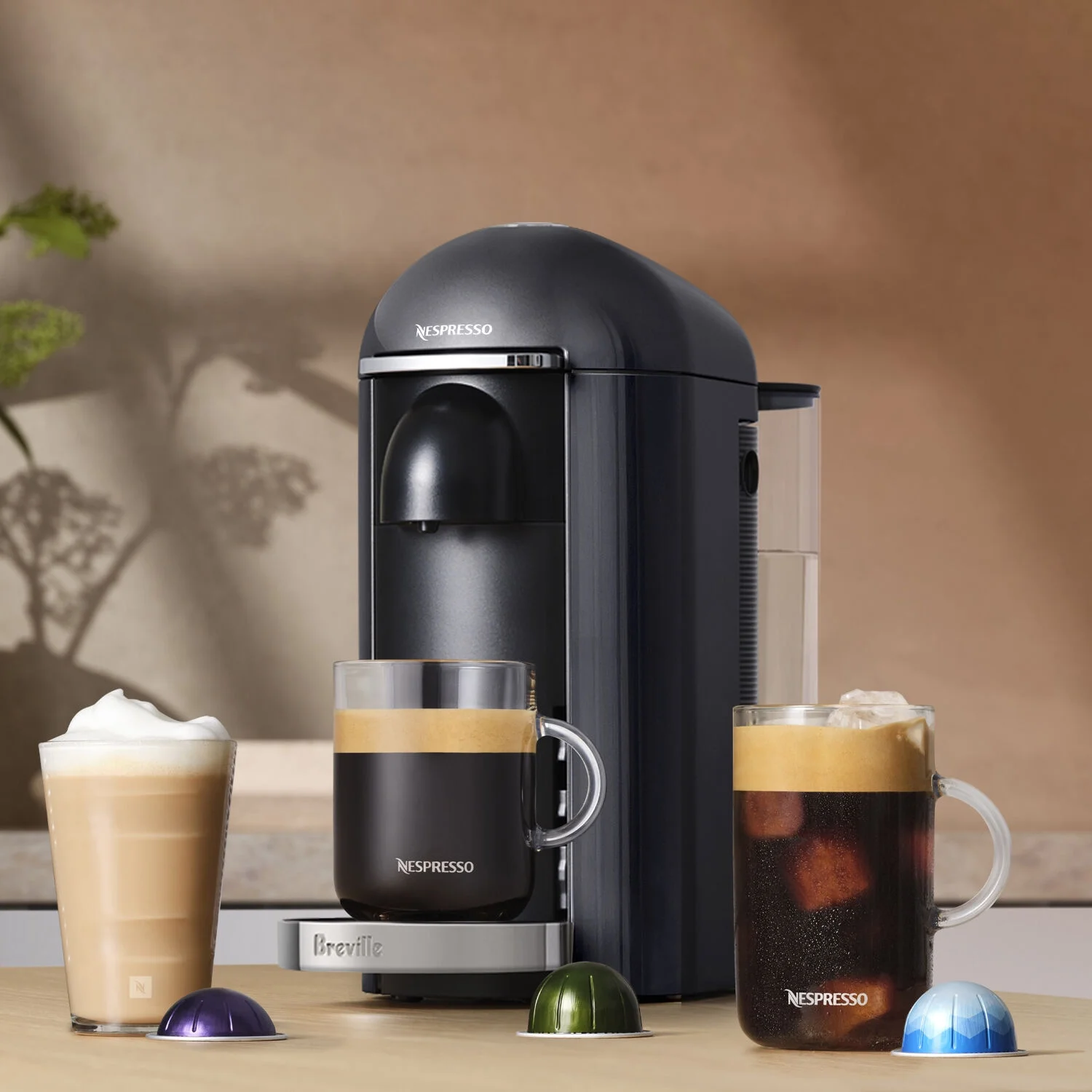 Breville Nespresso New VertuoPlus Deluxe Coffee and Espresso Single-Serve Machine in Piano Black - John Pierce Auto Care