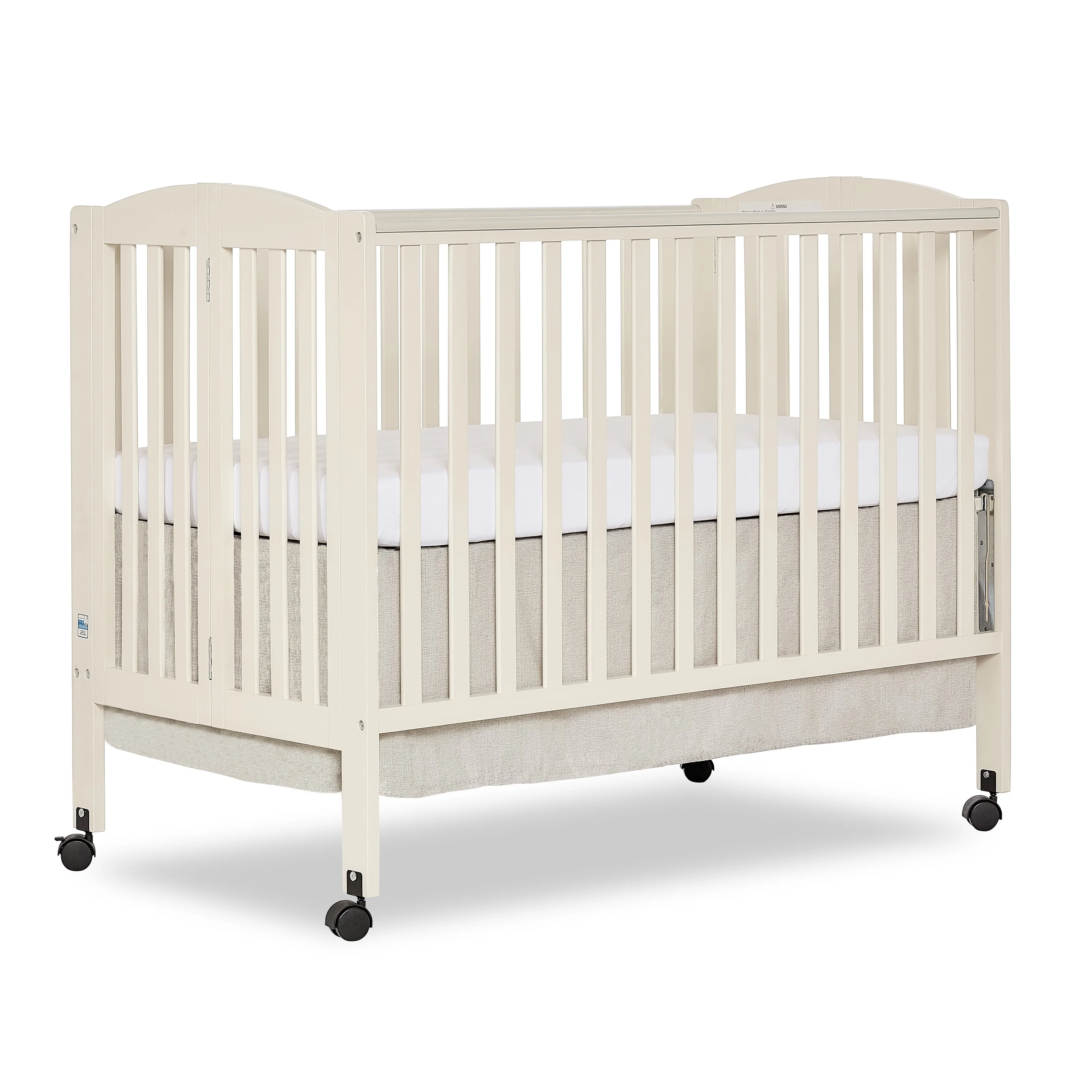 Dream On Me Full Size 2-in-1 Folding Stationary Side Crib, Locking Wheels, French White - John Pierce Auto Care