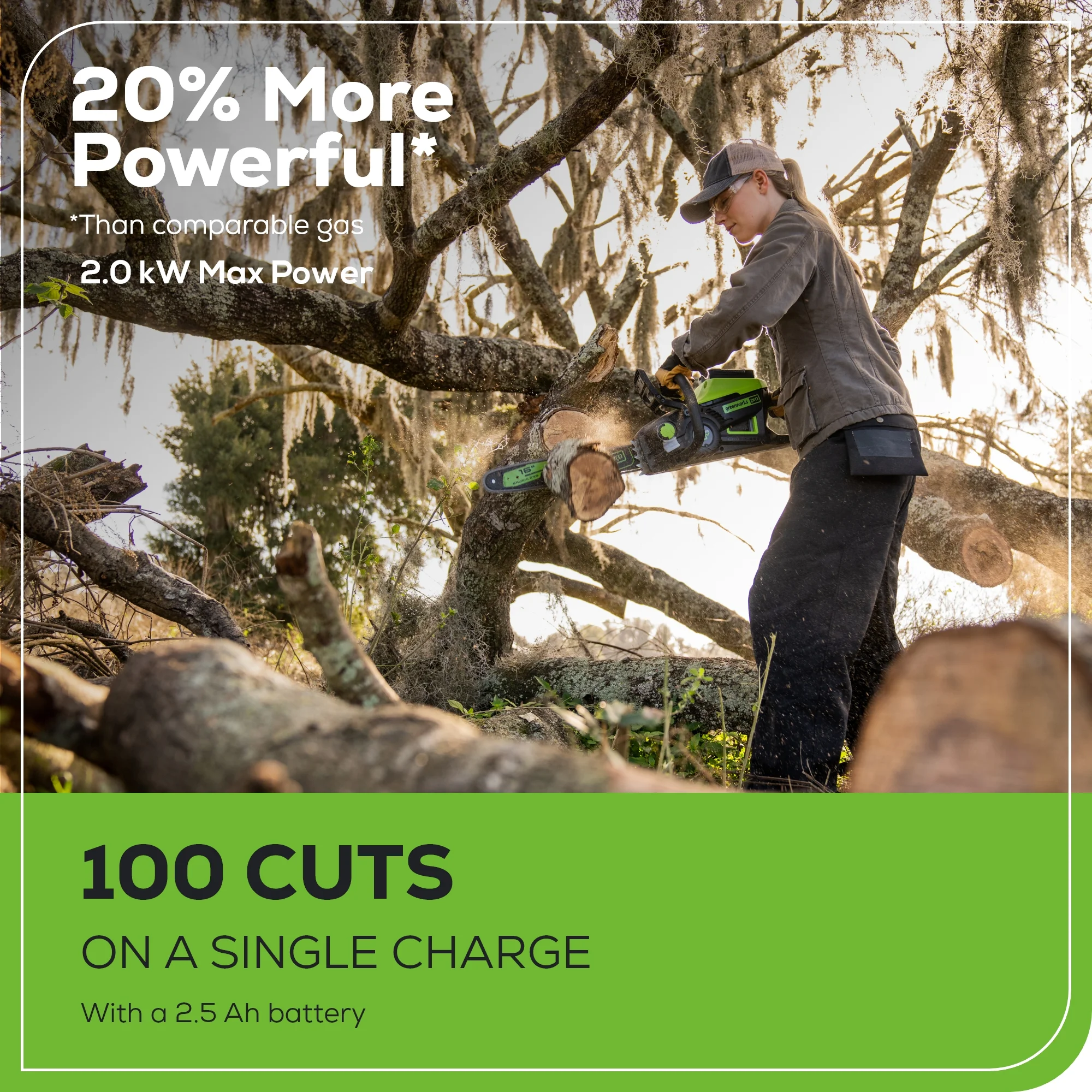 Greenworks Pro 60V 16 in. Brushless Cordless 2kW Chainsaw with 2.5 Ah Battery and Charger - John Pierce Auto Care