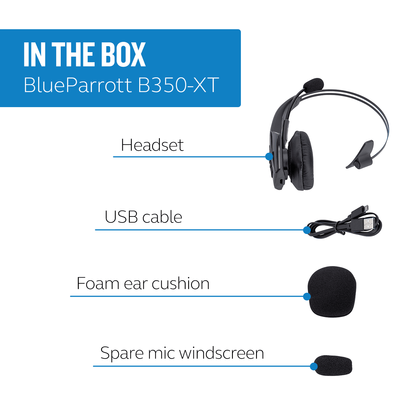 BlueParrott B350-XT Wireless Headset / Music Headphones Black - John Pierce Auto Care