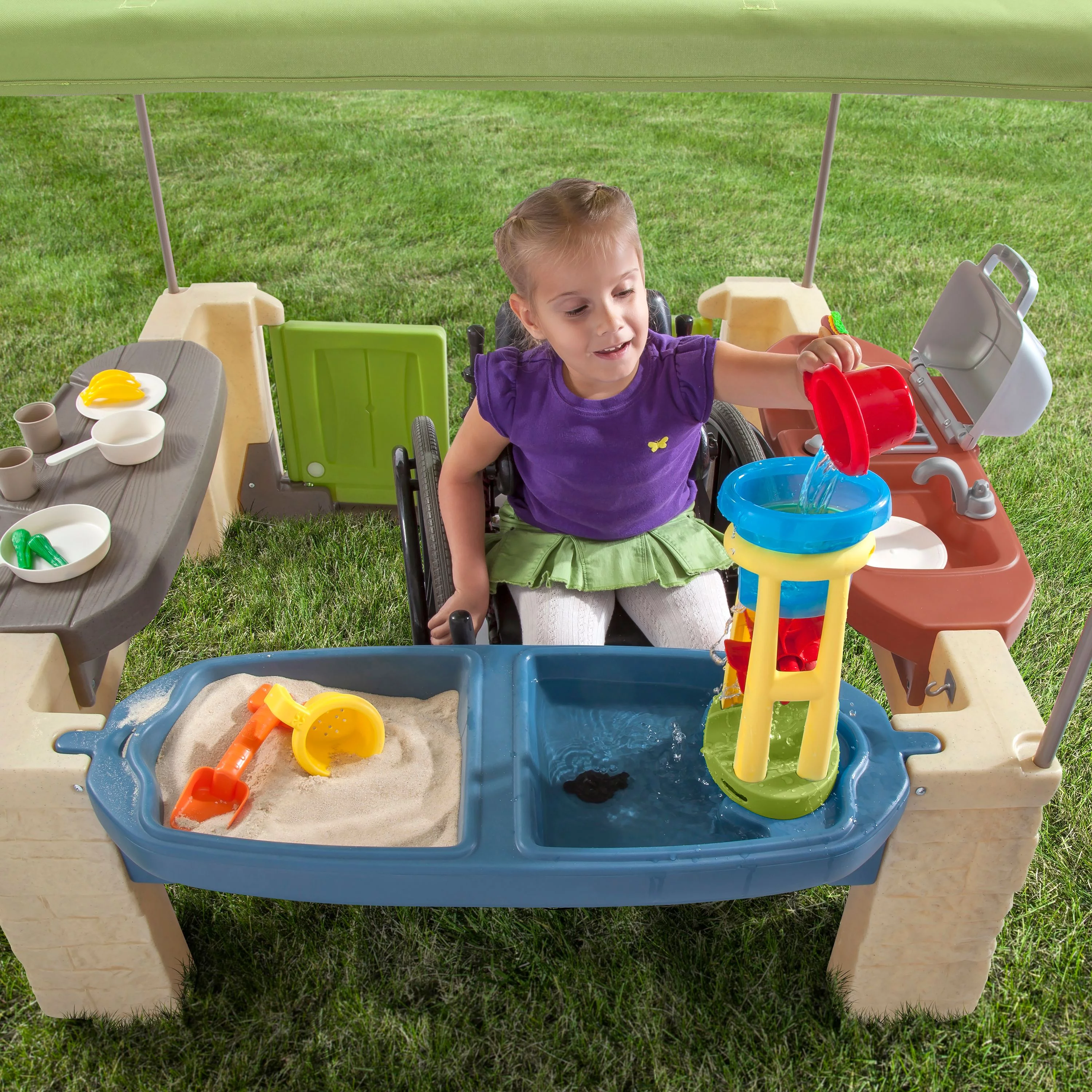 Step2 All-Around Playtime Patio with Canopy with 16 Play Accessories Playhouse Kids Outdoor Toys - John Pierce Auto Care