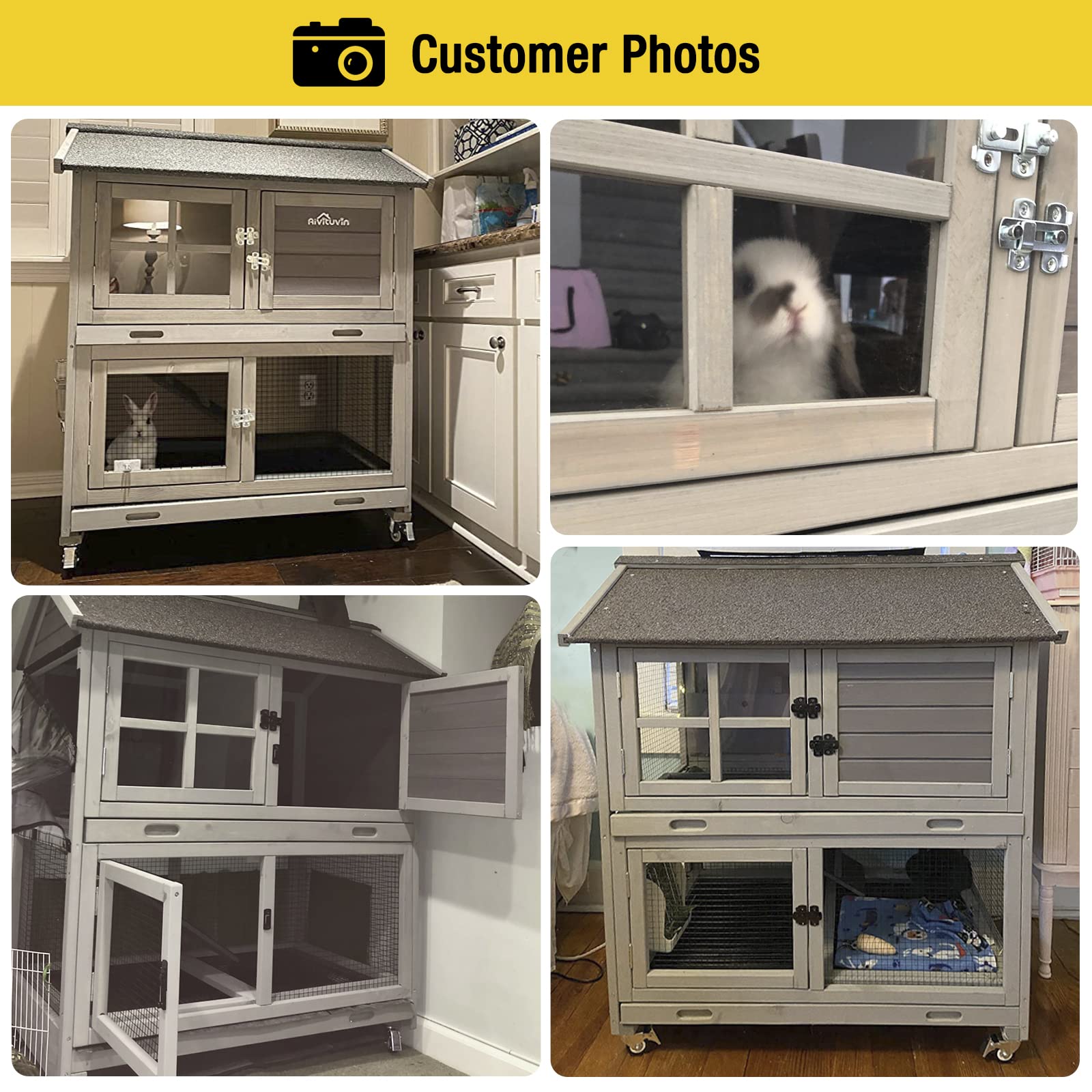 Aivituvin Large Outdoor Rabbit Hutch with Removable Wire Racks - John Pierce Auto Care
