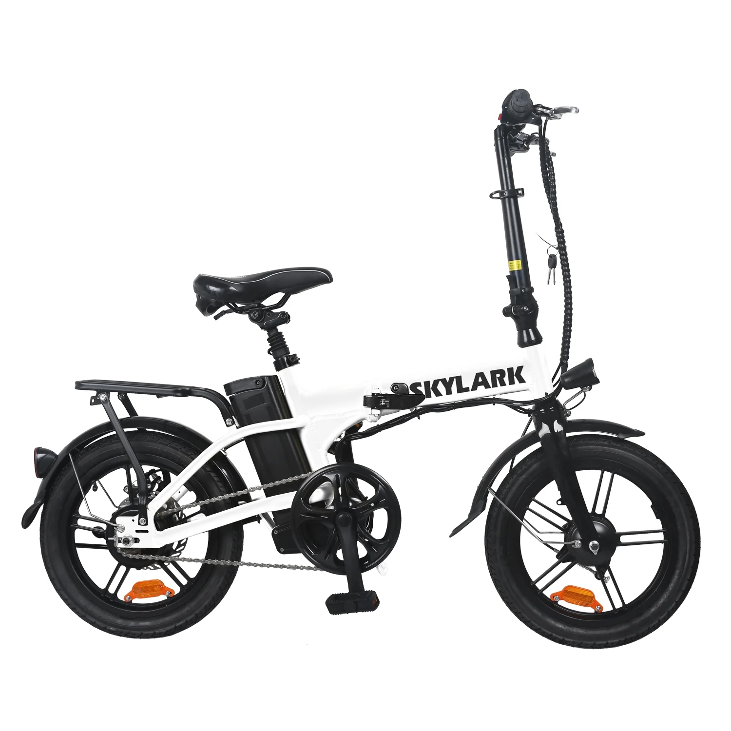 Nakto 16in SKYLARK White Folding City Electric Bicycle/Bike for Men & Women 350w Motor 36V 10Ah Long Lasting Lithium-Ion Battery - John Pierce Auto Care