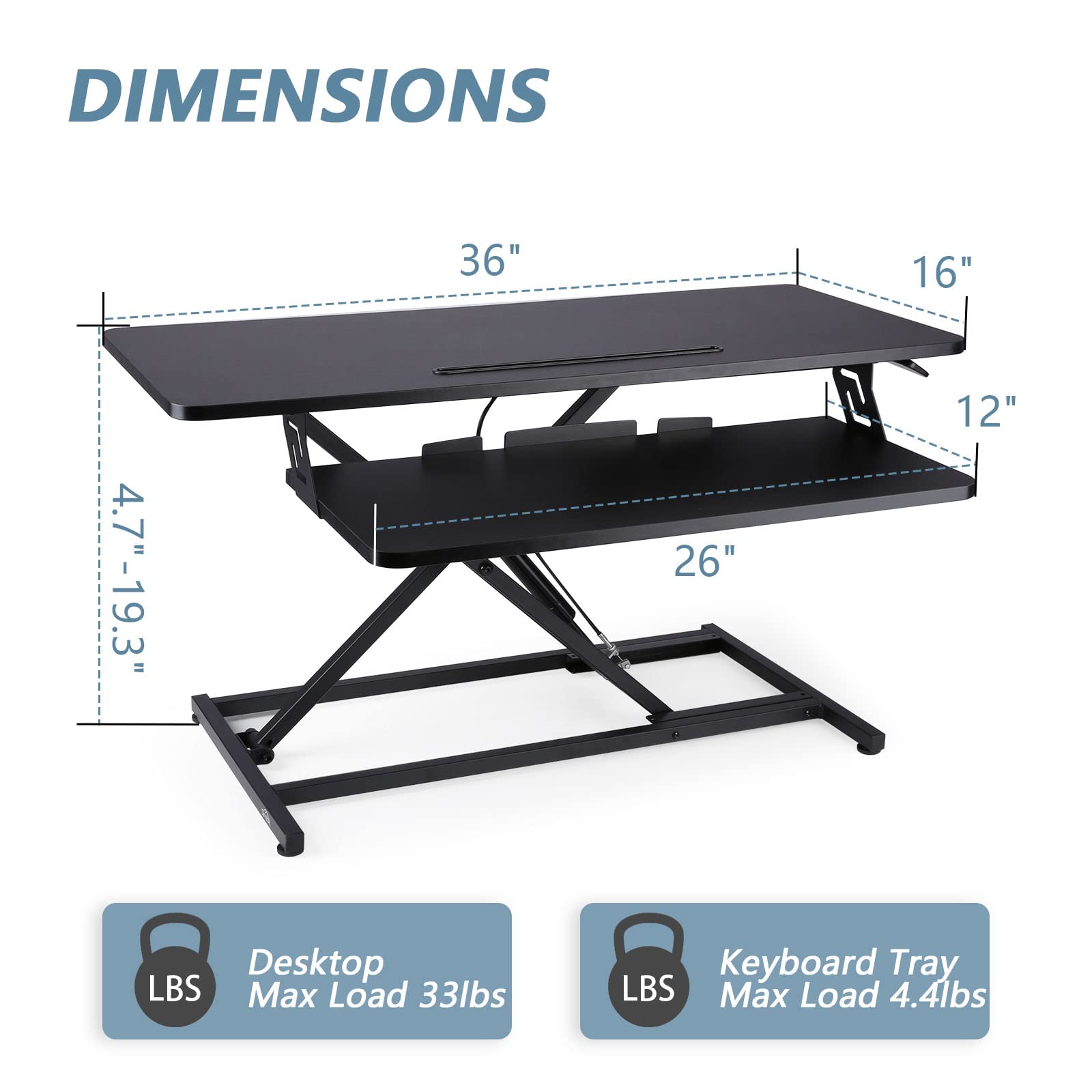 NEEDUX 36-Inch Standing Desk Converter with Keyboard Tray - John Pierce Auto Care