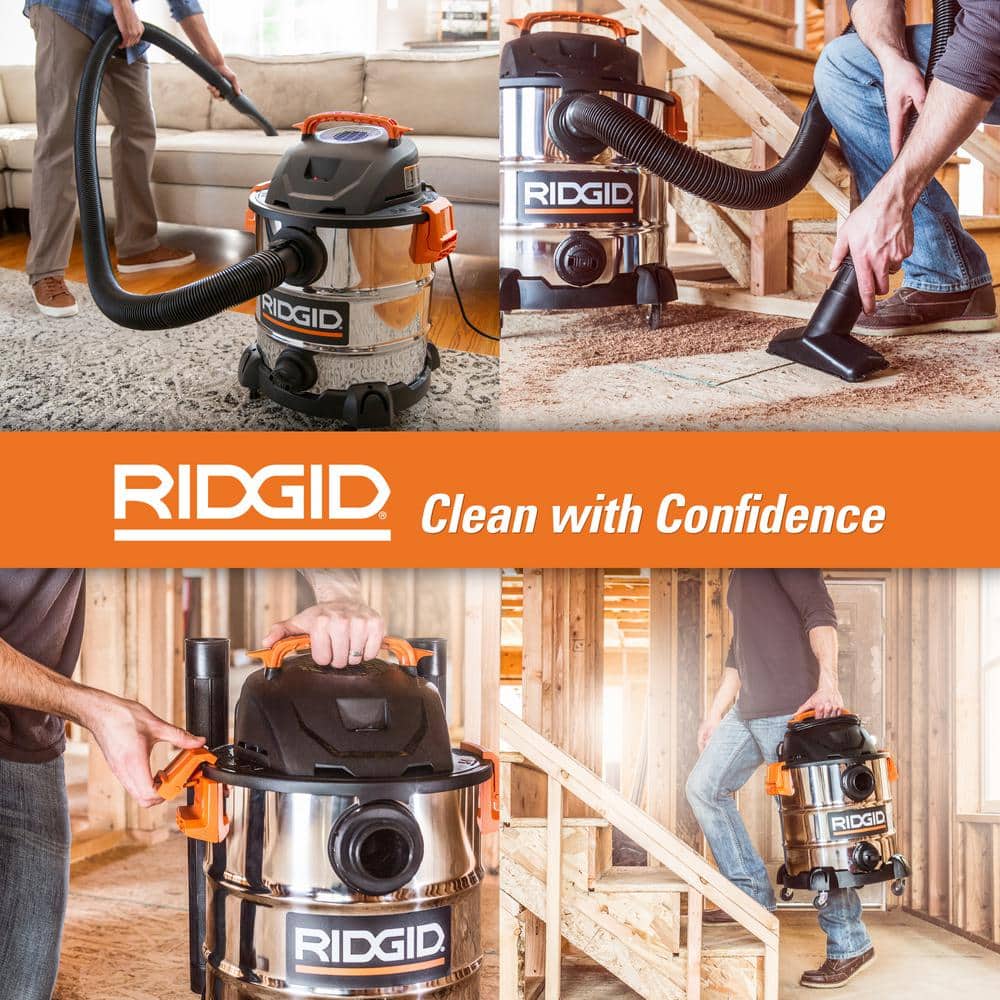 10-Gallon 6.0 Peak HP Stainless Steel Wet Dry Shop Vacuum - John Pierce Auto Care