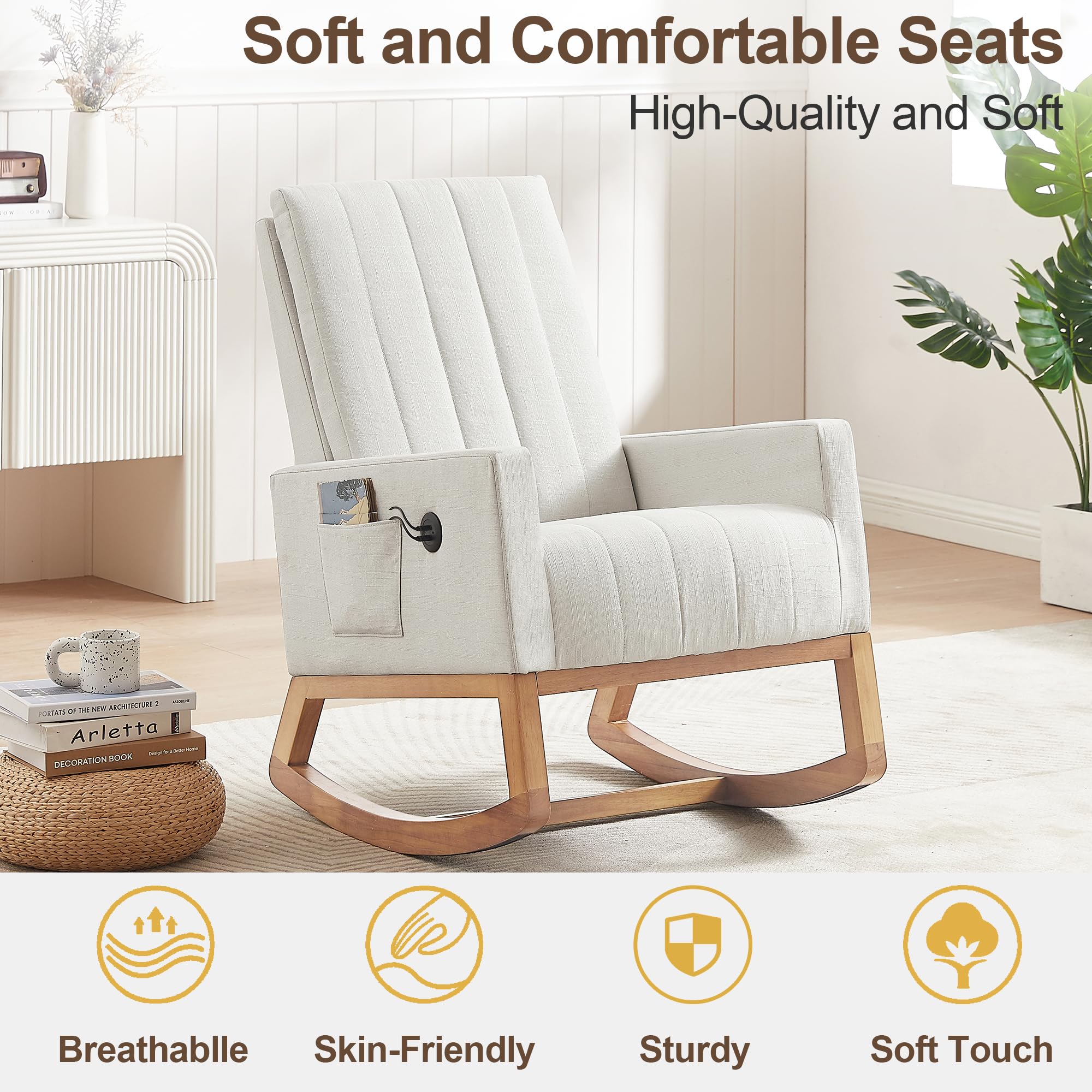 VECELO Upholstered Nursery Rocking Chair - John Pierce Auto Care