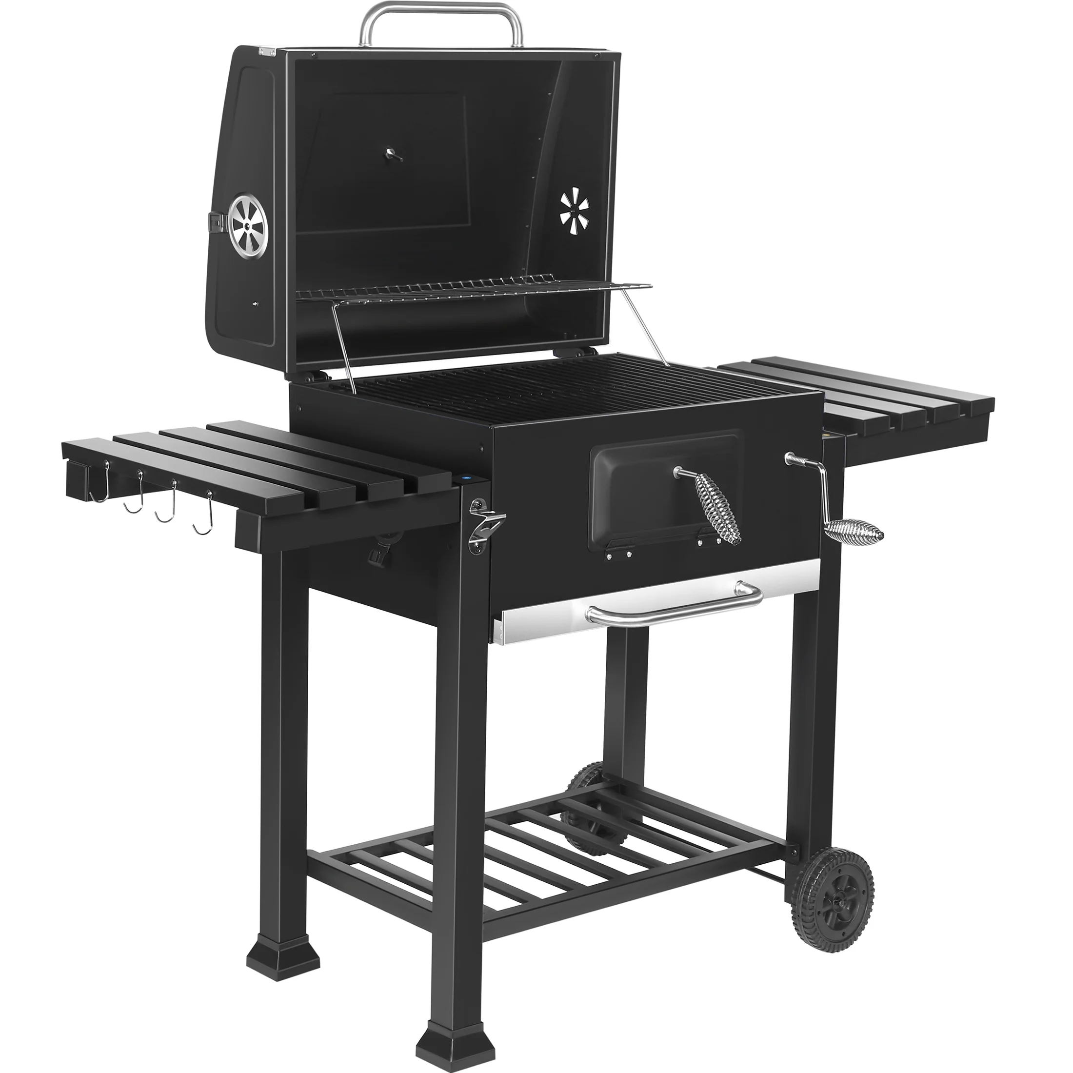 SUGIFT 24-inch Charcoal BBQ Grill with 2 Folding Side Shelves - John Pierce Auto Care