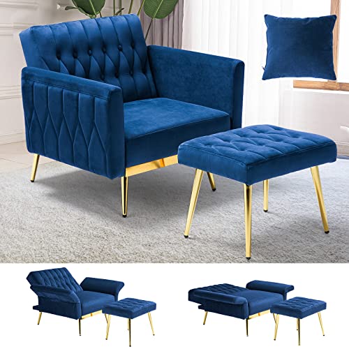 ACMEASE Velvet Accent Chair with Adjustable Backrest and Ottoman - John Pierce Auto Care