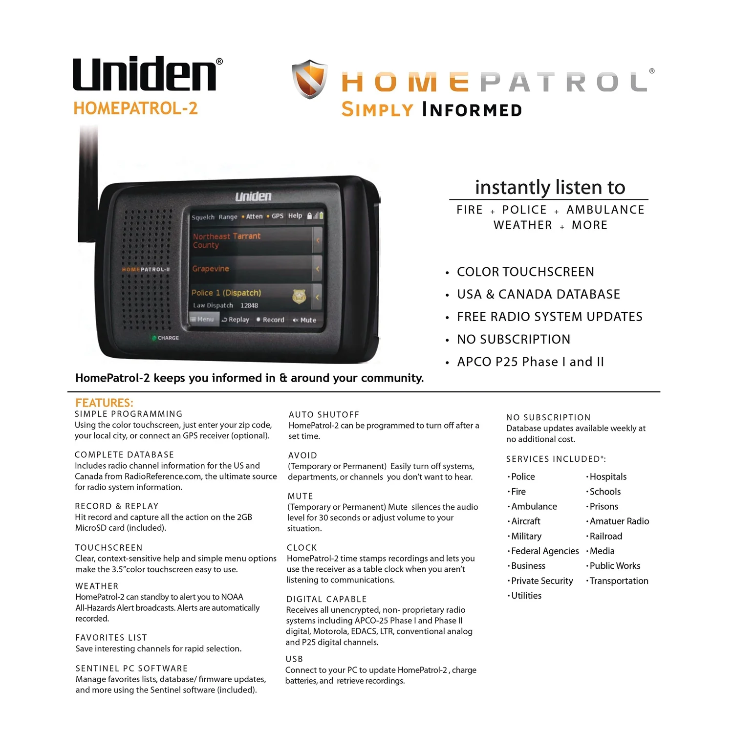 Uniden HomePatrol 2 Handheld Scanner, HomePatrol-2 - John Pierce Auto Care