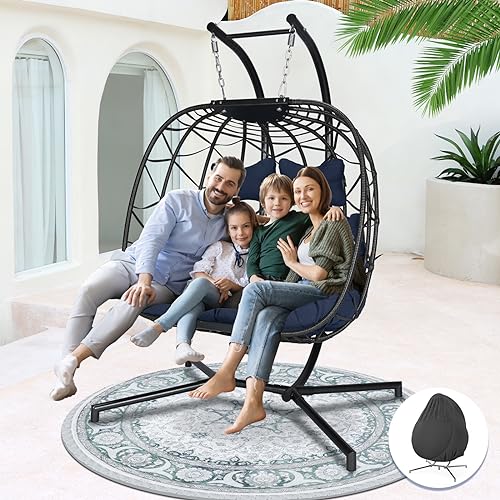 NICESOUL Wicker Rattan Hanging Swing Egg Chair with Stand - John Pierce Auto Care