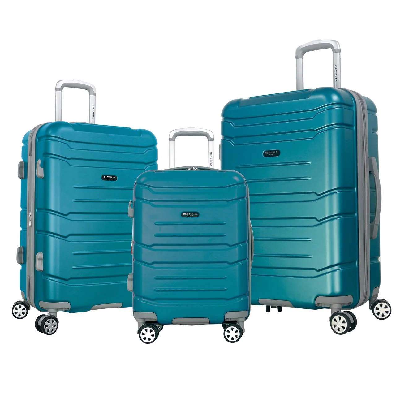 Olympia U.S.A. Denmark 3-Piece Expandable Hardcase Luggage Set with Spinner Wheels, Teal - John Pierce Auto Care